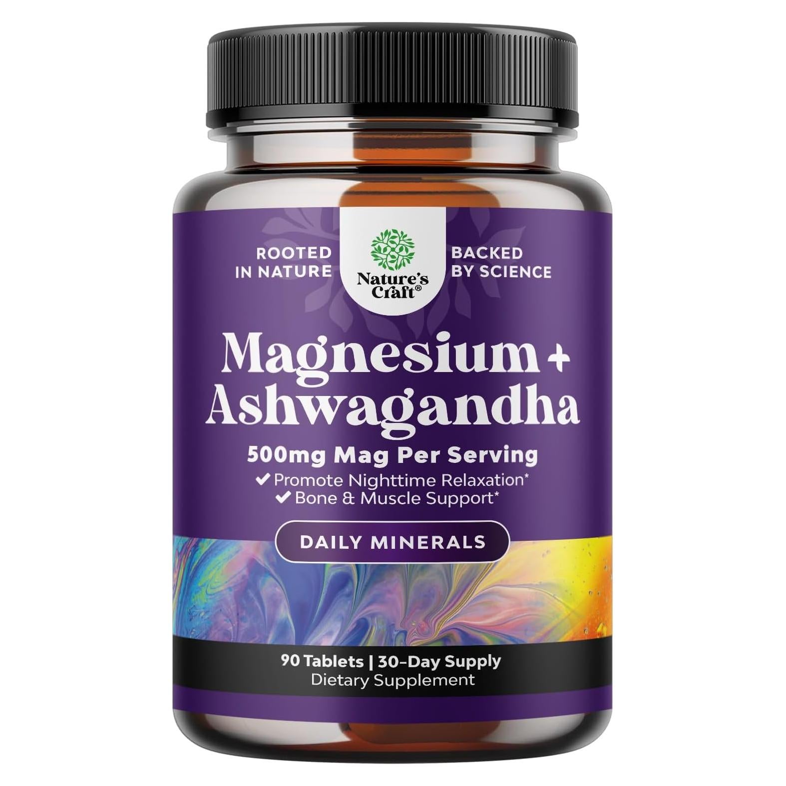 Suplemento de Magnesio Glicinato Natures Craft 90 Tabletas