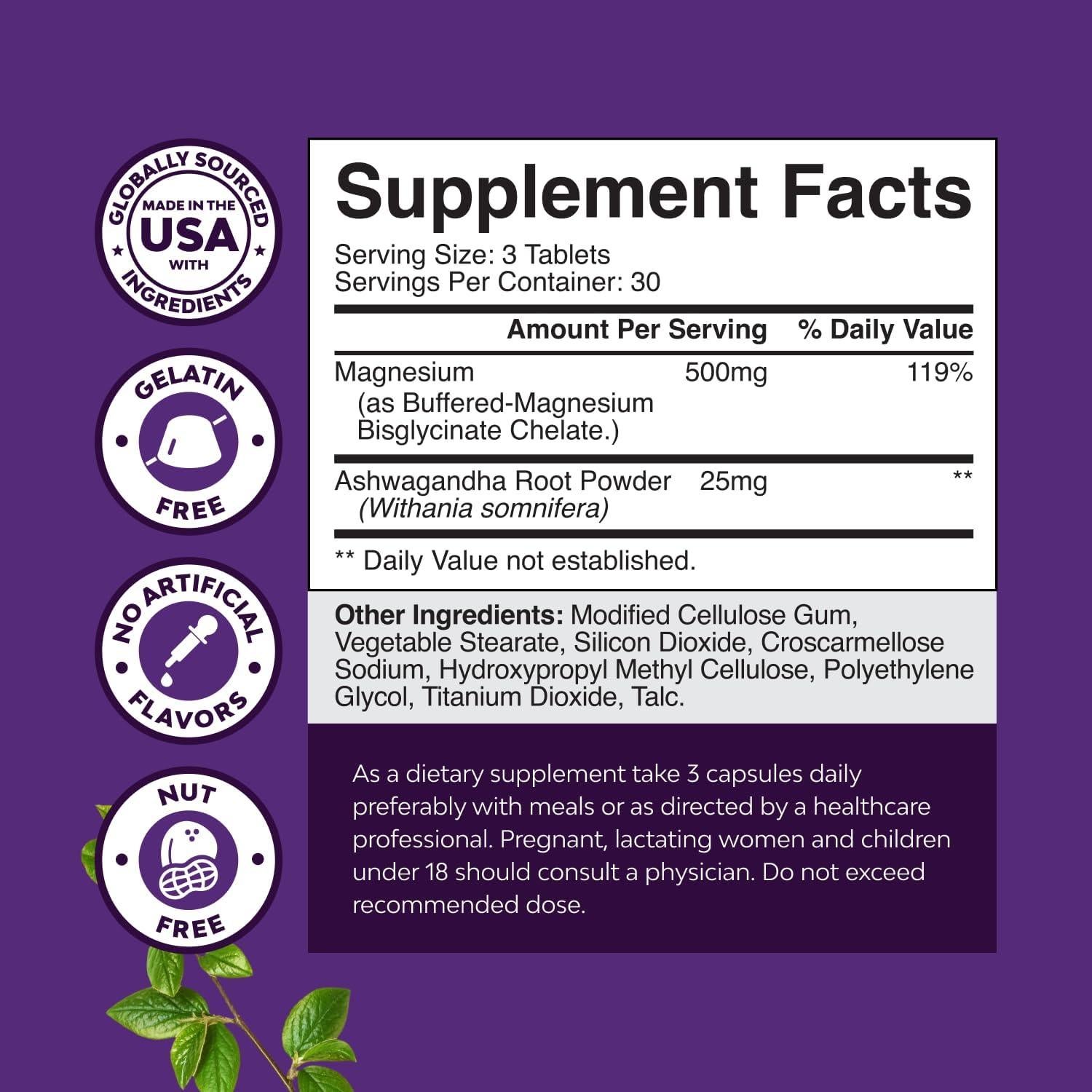 Suplemento de Magnesio Glicinato Natures Craft 90 Tabletas