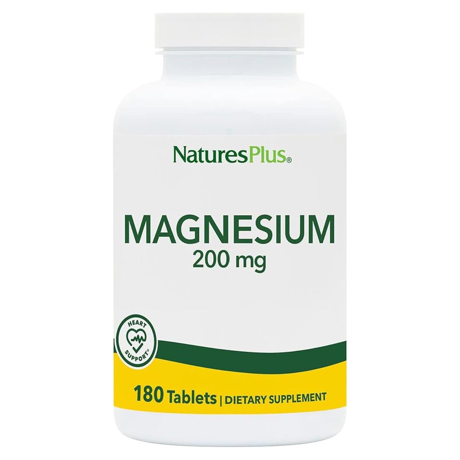 NaturesPlus Magnesio 200 mg - 180 Tabletas Vegetarianas