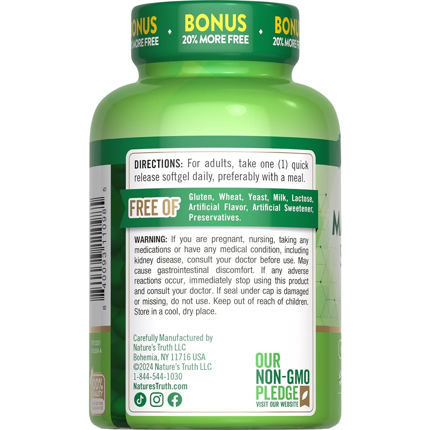 Suplemento de Magnesio 400mg Verdad de la Naturaleza 72 Gelatinas