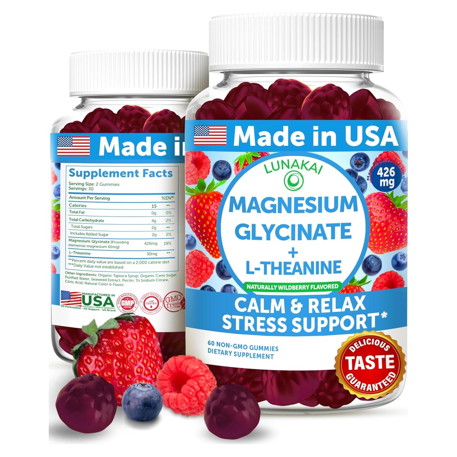 Gomas de Glicinato de Magnesio Lunakai 426mg Veganas 60ct