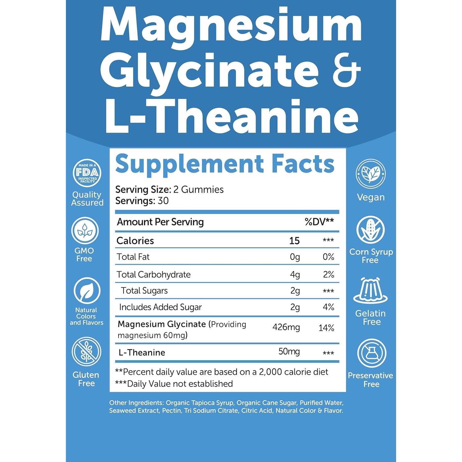 Gomas de Glicinato de Magnesio Lunakai 426mg Veganas 60ct