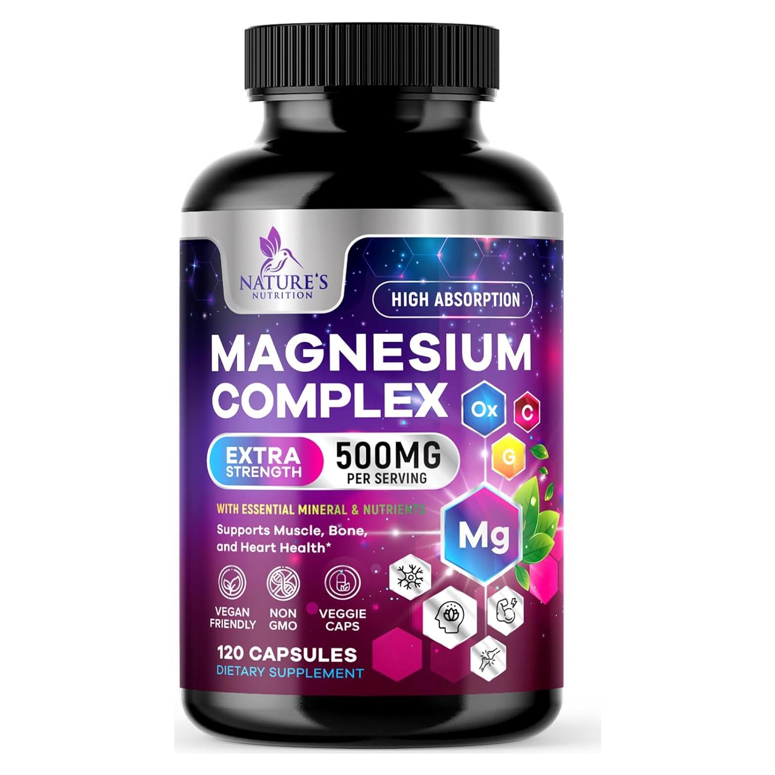 Suplemento Complejo de Magnesio Nature's Nutrition 500 mg 120 Cápsulas
