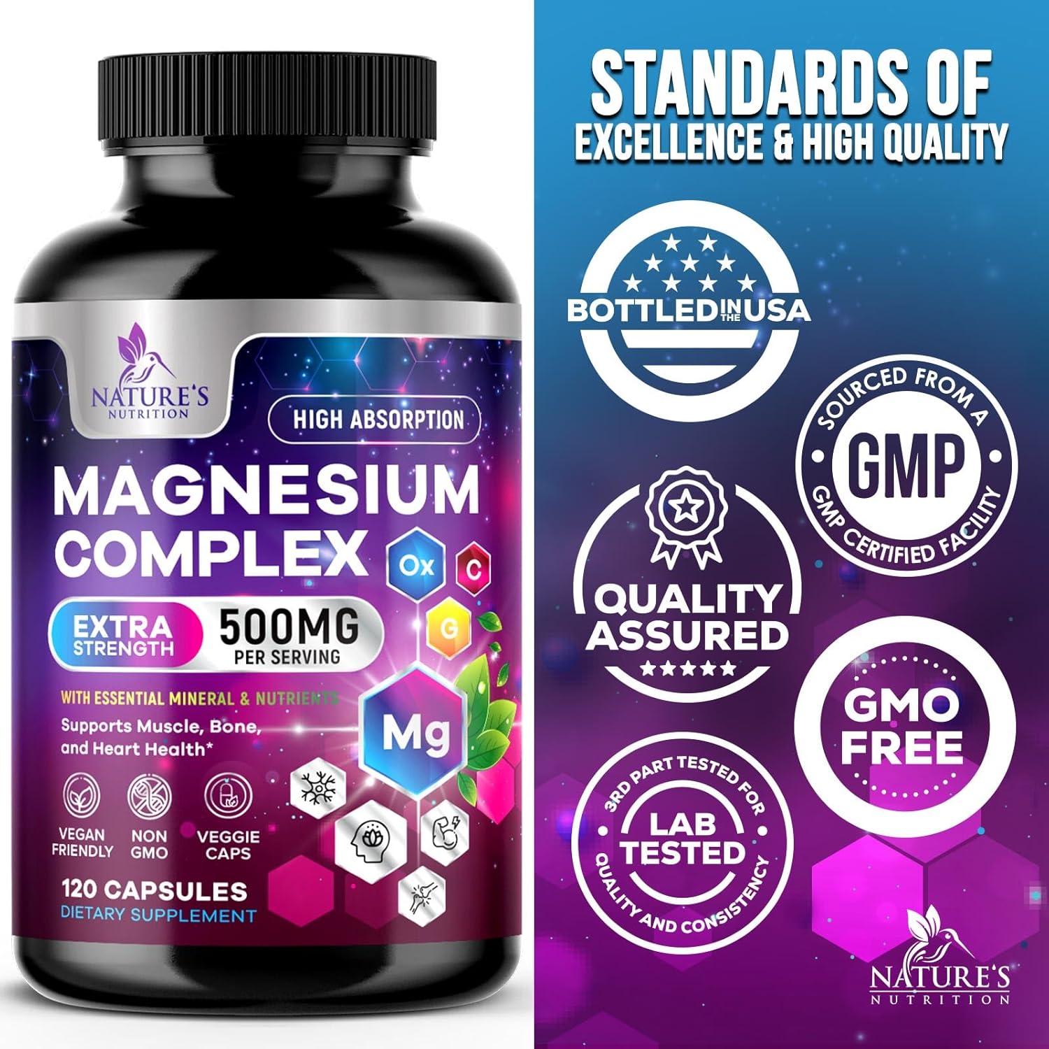 Suplemento Complejo de Magnesio Nature's Nutrition 500 mg 120 Cápsulas