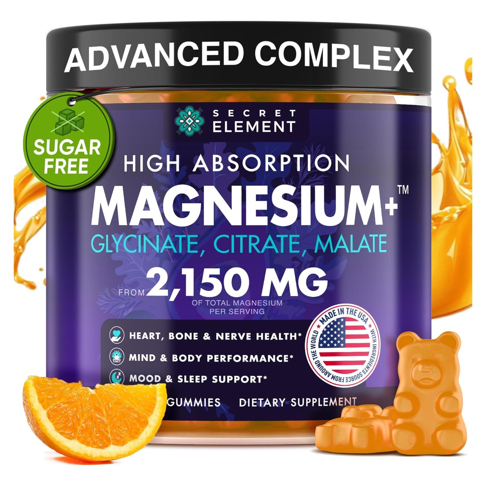 Gomitas de Magnesio Glicinato 2150mg Secret Element 60 Unidades