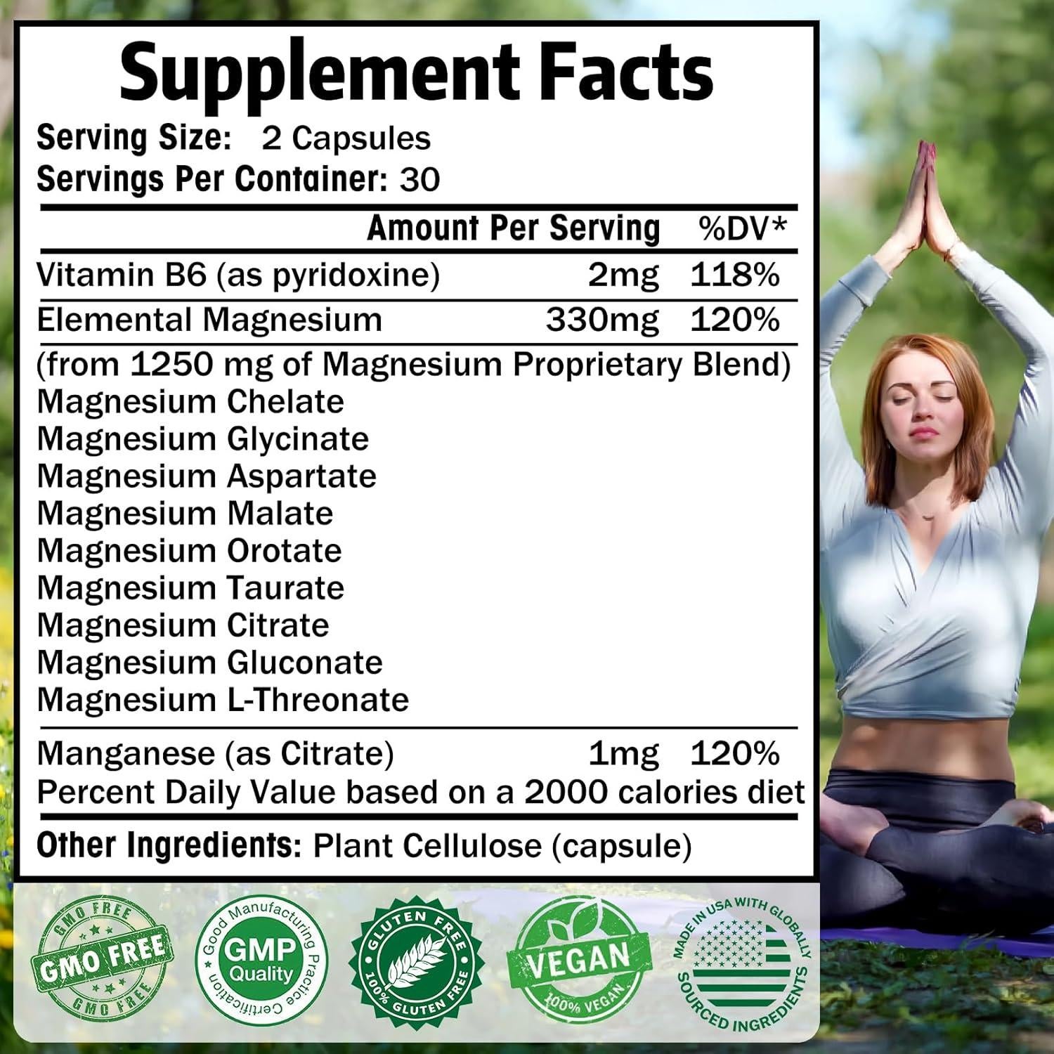 Suplemento de Magnesio 9-en-1 Simlike, 60 Cápsulas Alta Absorción