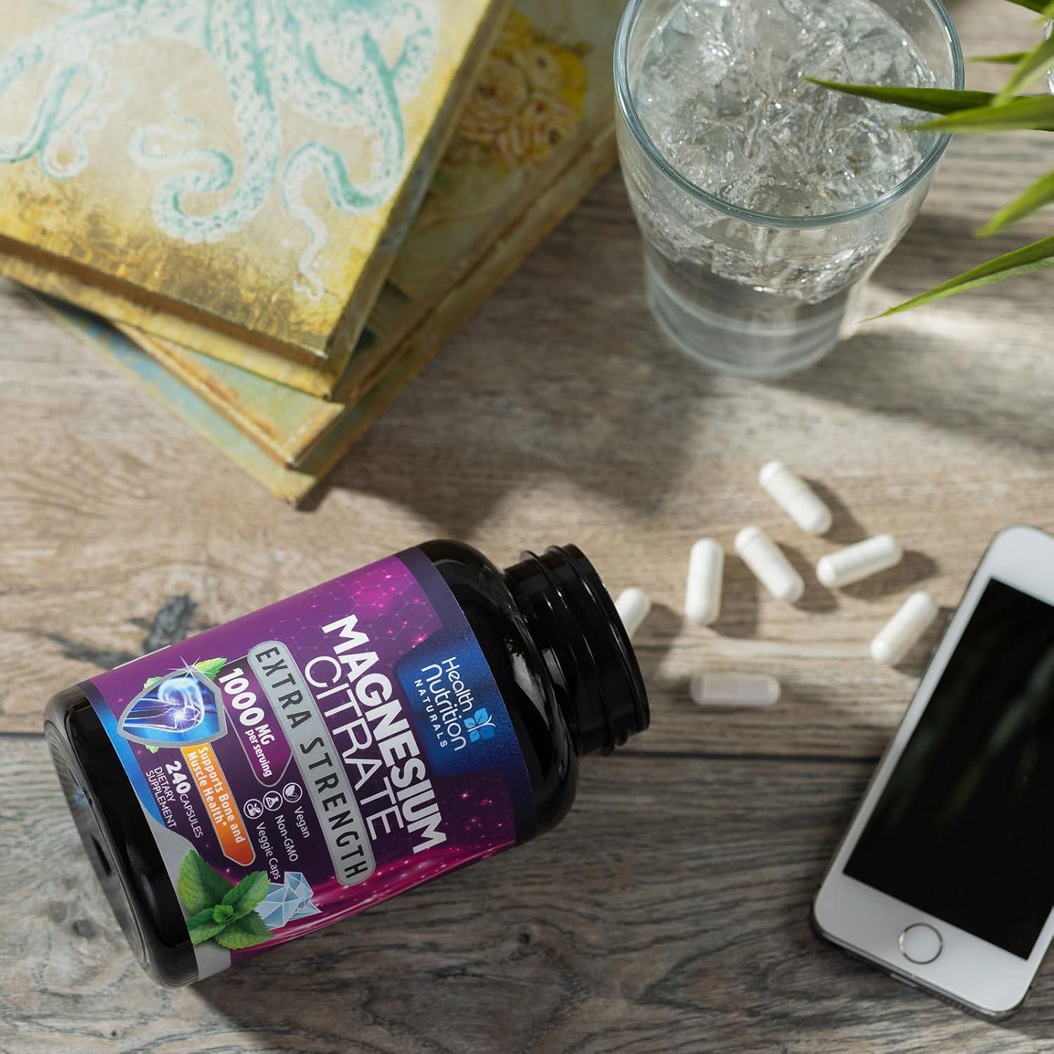 Cápsulas de Citrato de Magnesio 1000mg Health Nutrition - 240 Unidades