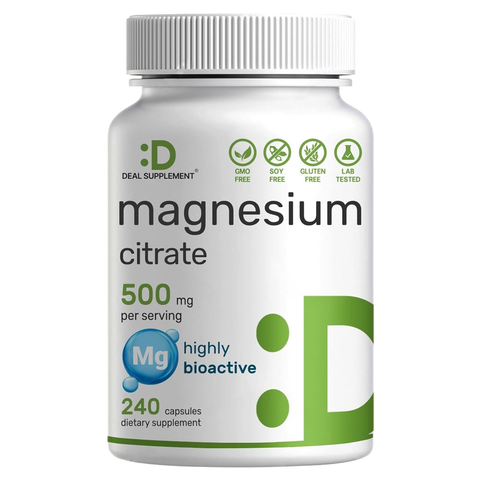 Suplemento Deal Citrato de Magnesio 500mg - 240 Cápsulas