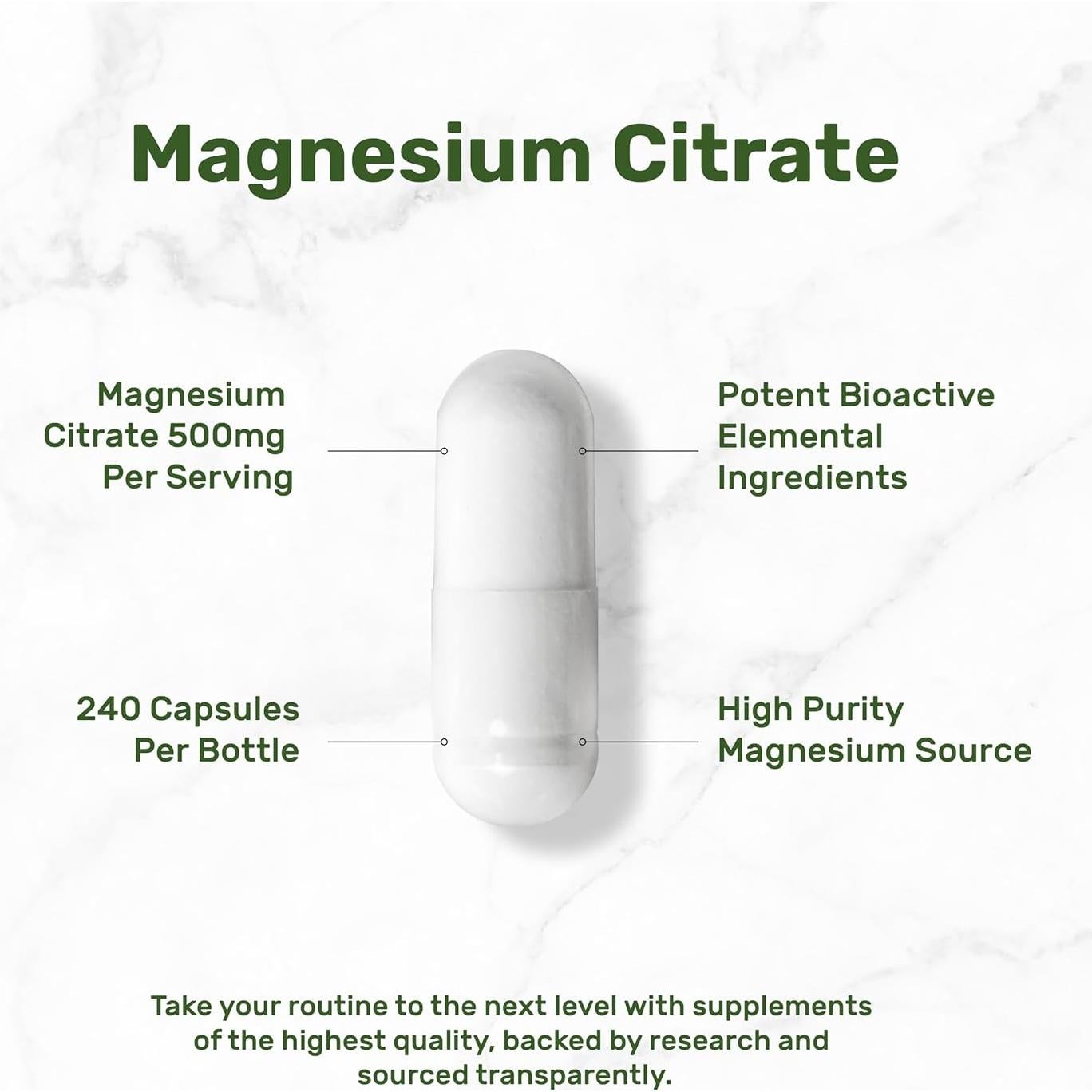 Suplemento Deal Citrato de Magnesio 500mg - 240 Cápsulas