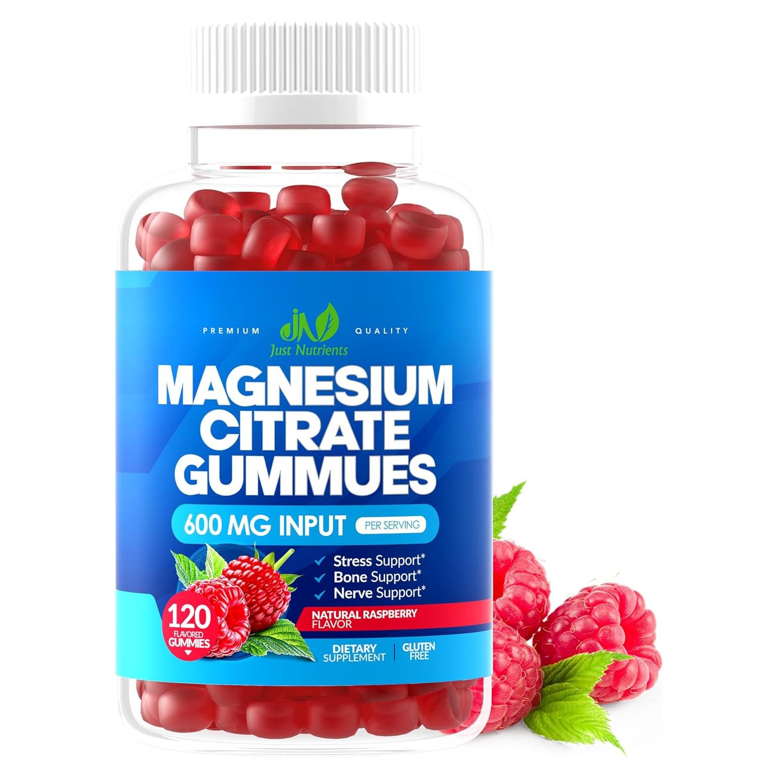 Gomitas de Citrato de Magnesio 600mg Just Nutrients 120 Unidades
