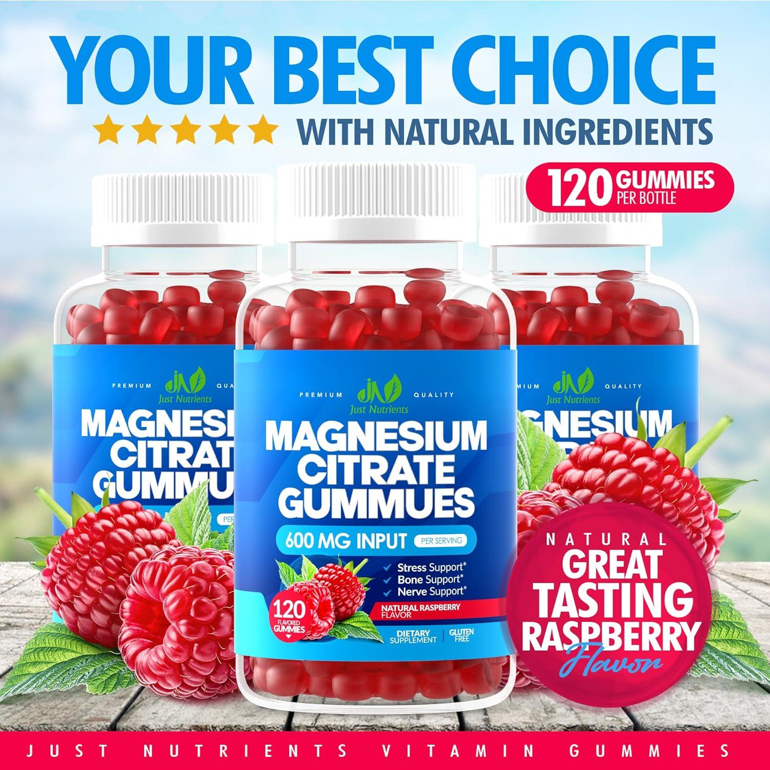 Gomitas de Citrato de Magnesio 600mg Just Nutrients 120 Unidades