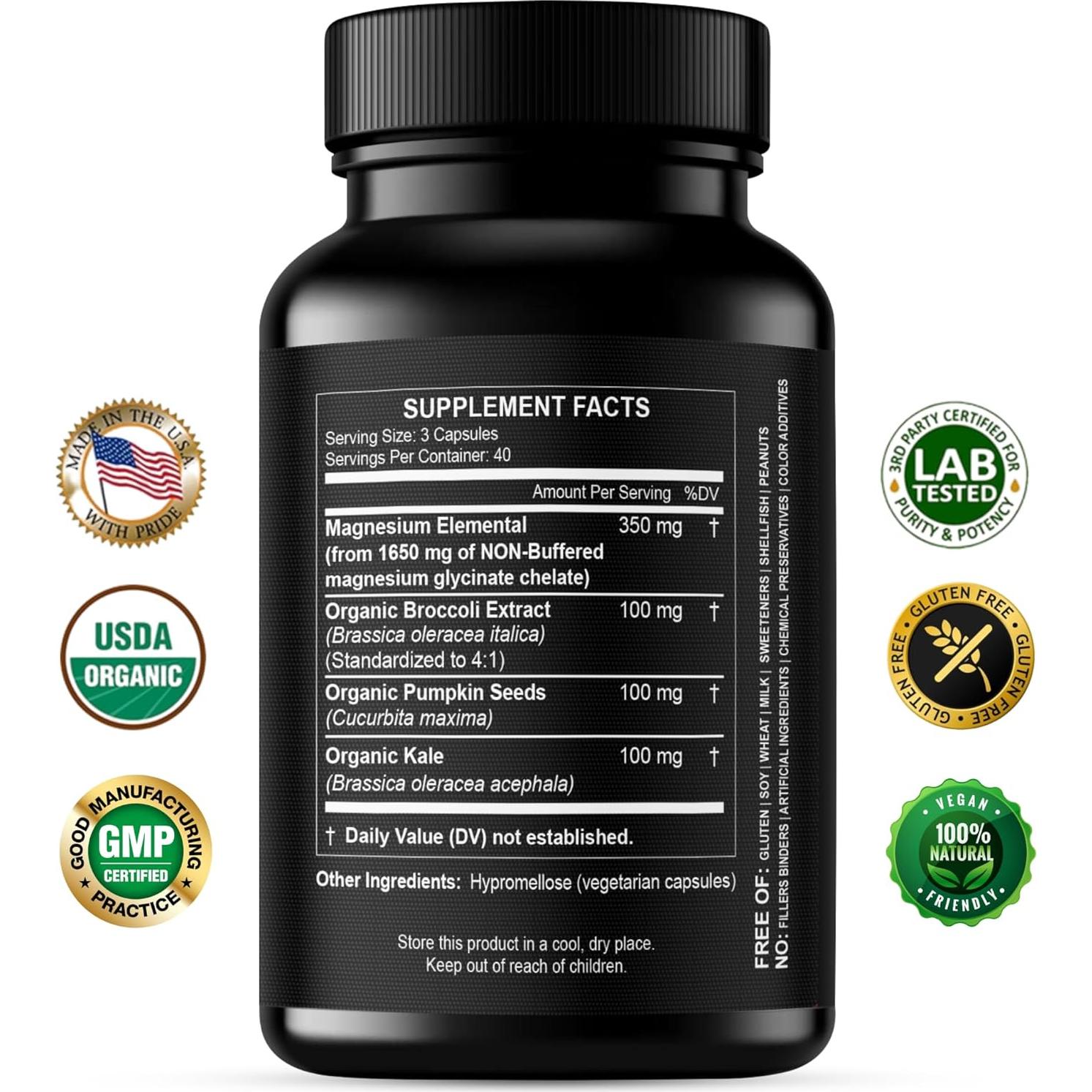 Cápsulas de Glicinato de Magnesio Puro HCL 350mg - Herbal Code