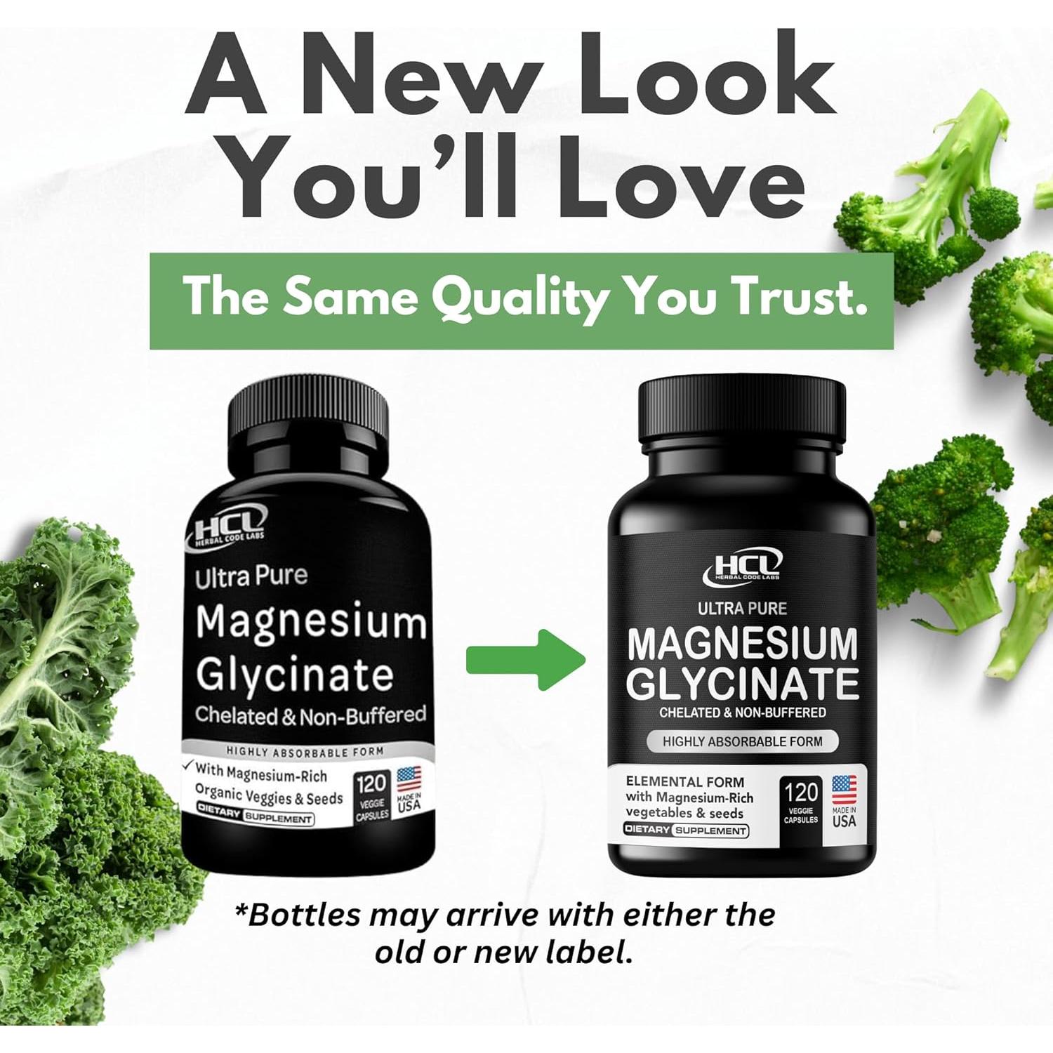 Cápsulas de Glicinato de Magnesio Puro HCL 350mg - Herbal Code