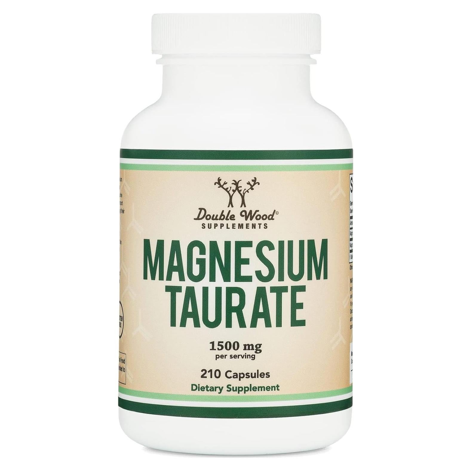 Suplemento Taurato de Magnesio 1500mg 210 Cápsulas Veganas Double Wood
