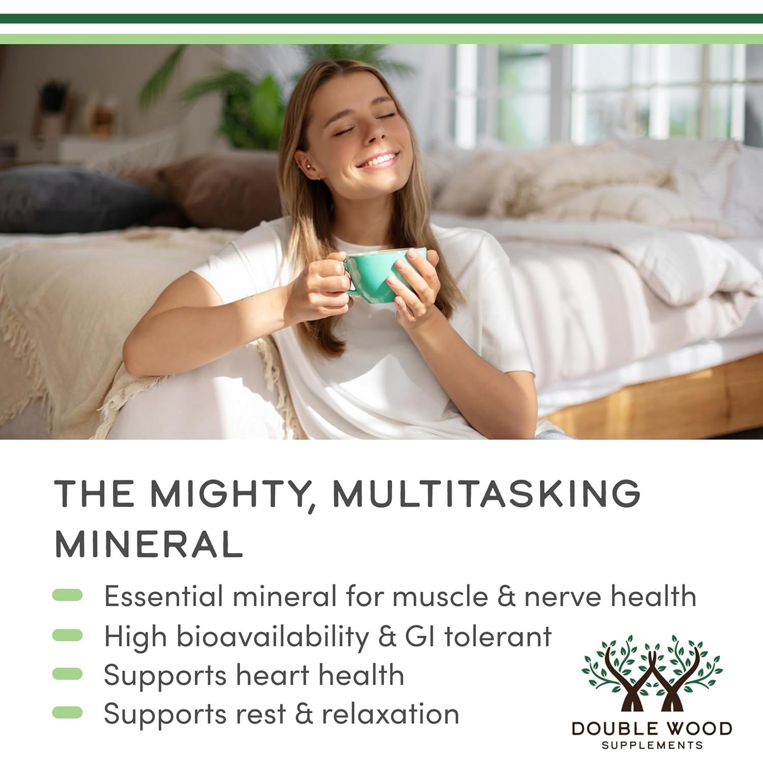 Suplemento Taurato de Magnesio 1500mg 210 Cápsulas Veganas Double Wood