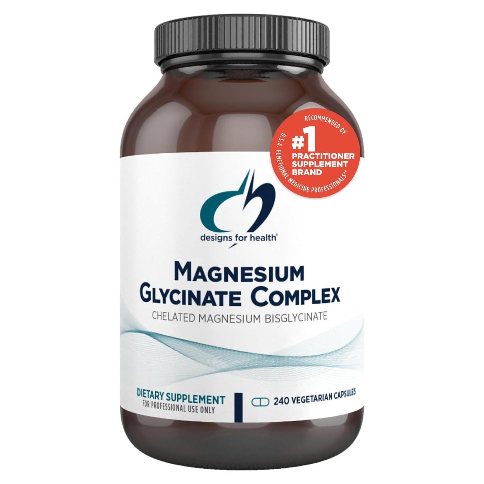 Complejo de Glicinato de Magnesio Designs for Health 240 Cápsulas