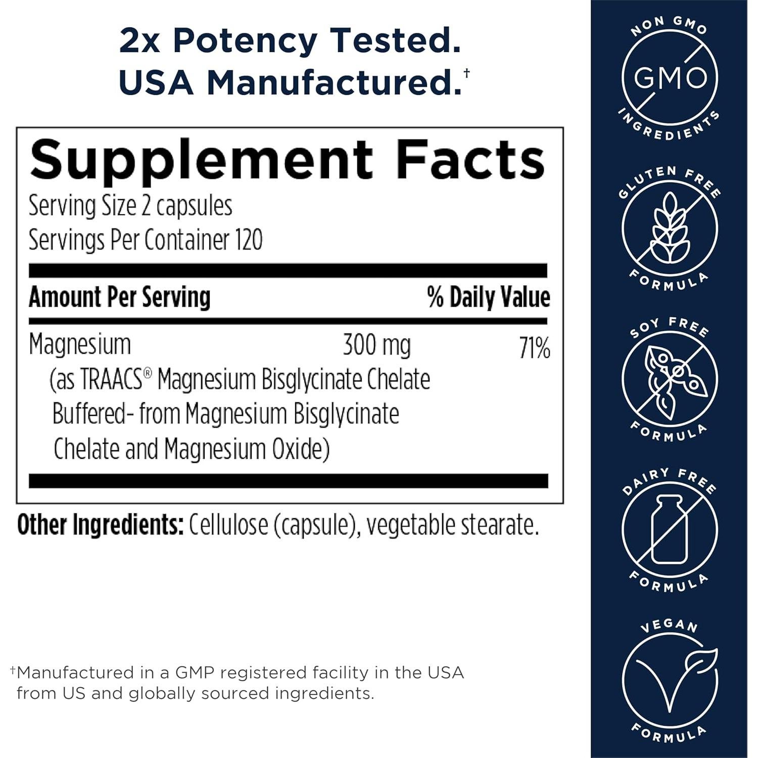 Complejo de Glicinato de Magnesio Designs for Health 240 Cápsulas