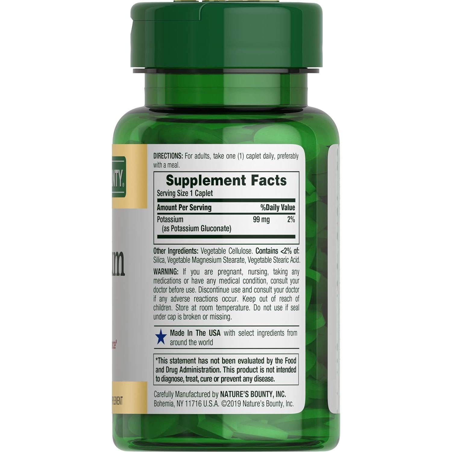 Potasio Nature's Bounty 99 mg 100 Tabletas Vegetarianas