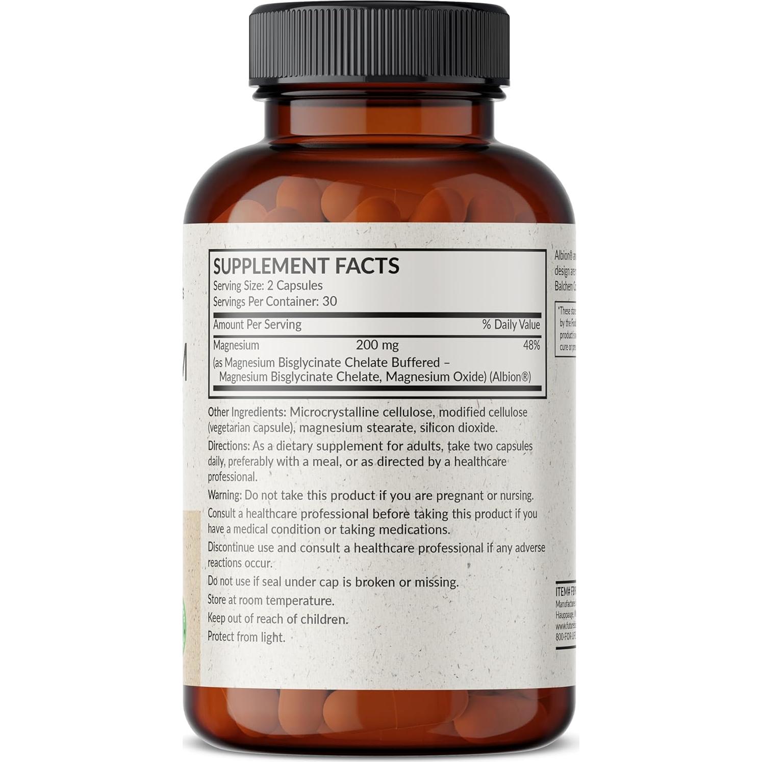 Futurebiotics Magnesio Glicinato 200 mg 60 Cápsulas Vegetarianas