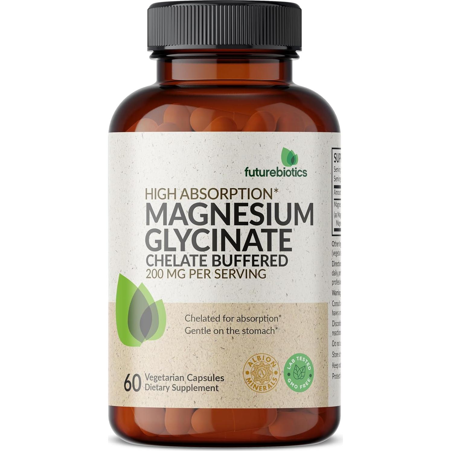 Futurebiotics Magnesio Glicinato 200 mg 60 Cápsulas Vegetarianas