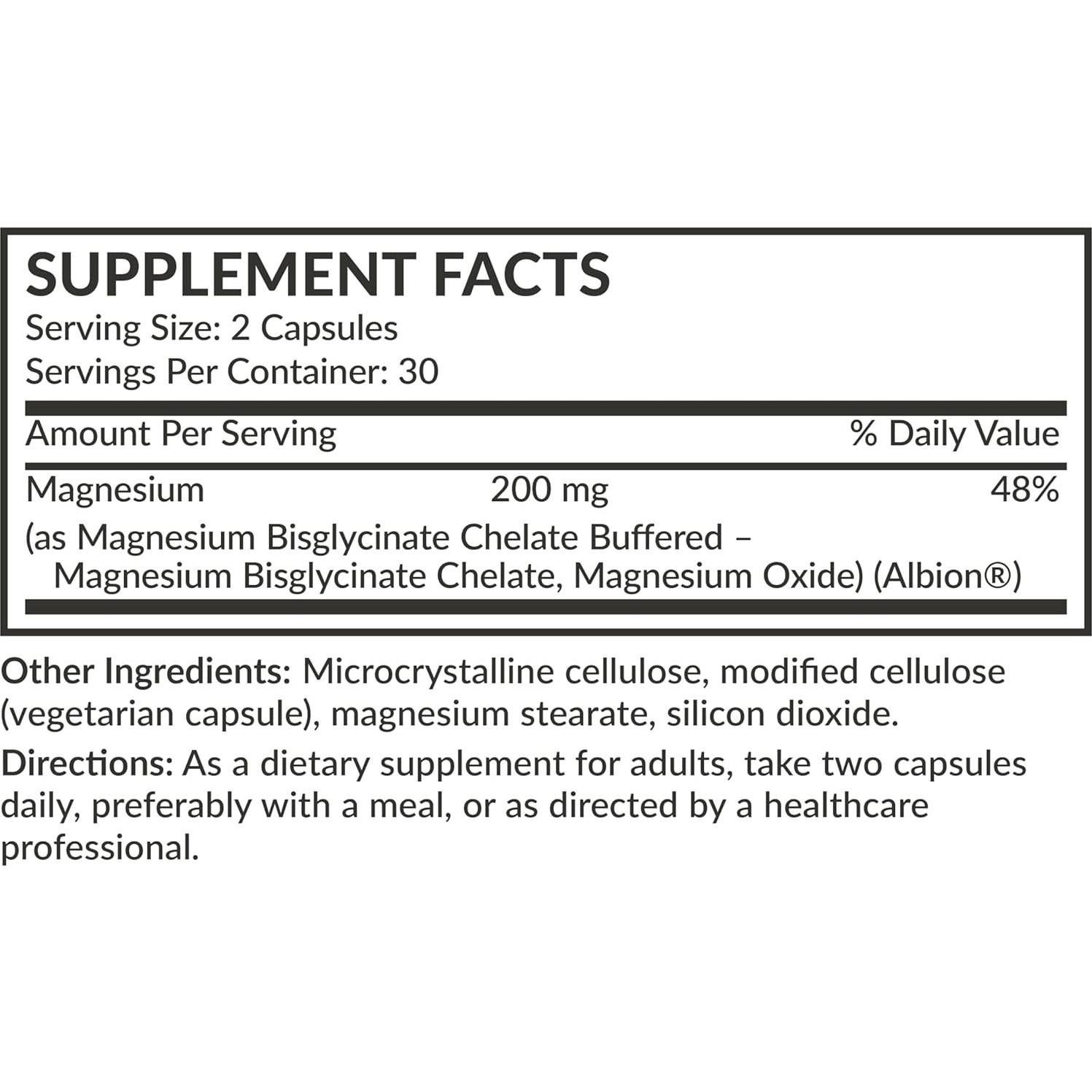 Futurebiotics Magnesio Glicinato 200 mg 60 Cápsulas Vegetarianas