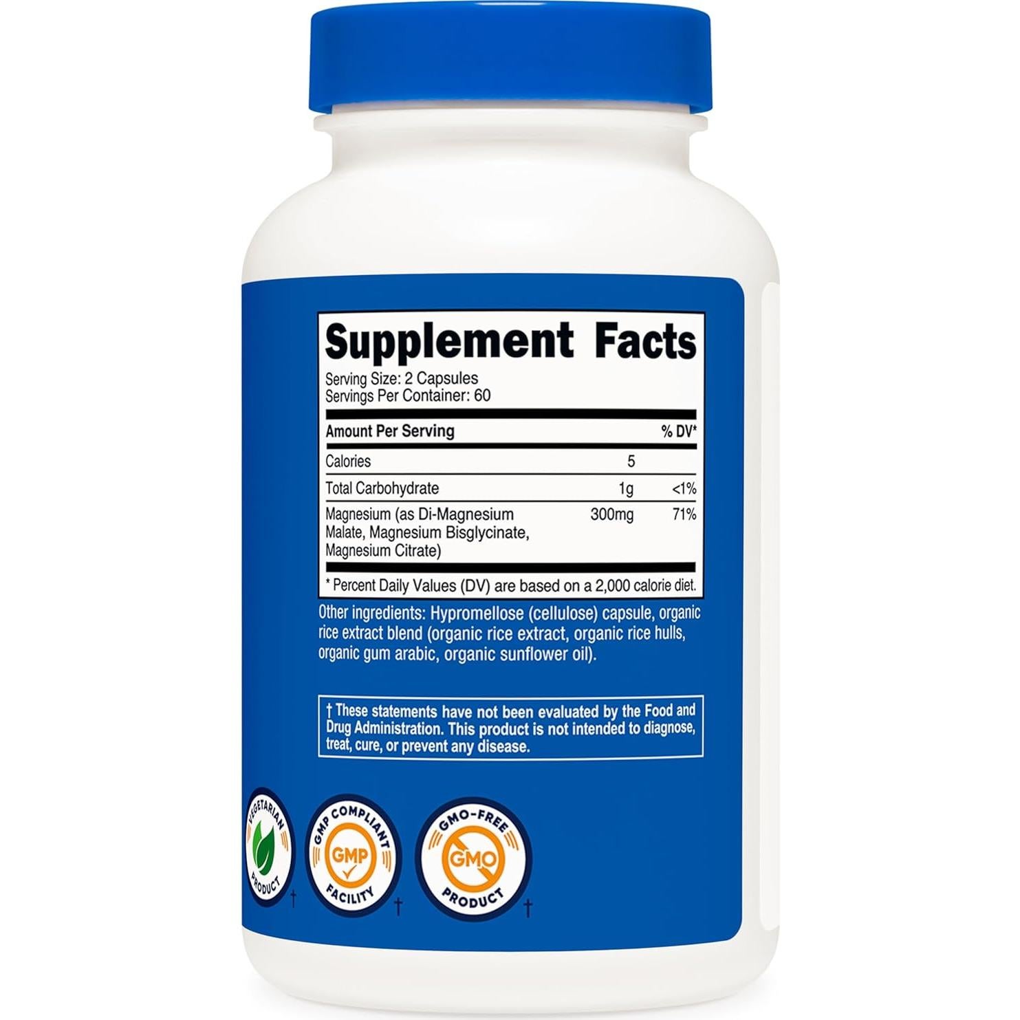 Complejo de Magnesio Triple Nutricost 300mg 120 Cápsulas