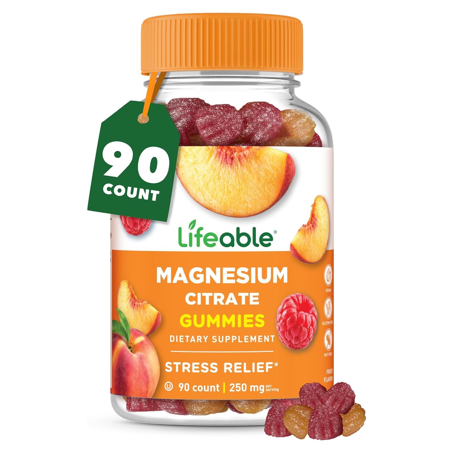 Gomitas de Magnesio Lifeable 250mg - 90 Unidades Sabor Frutal