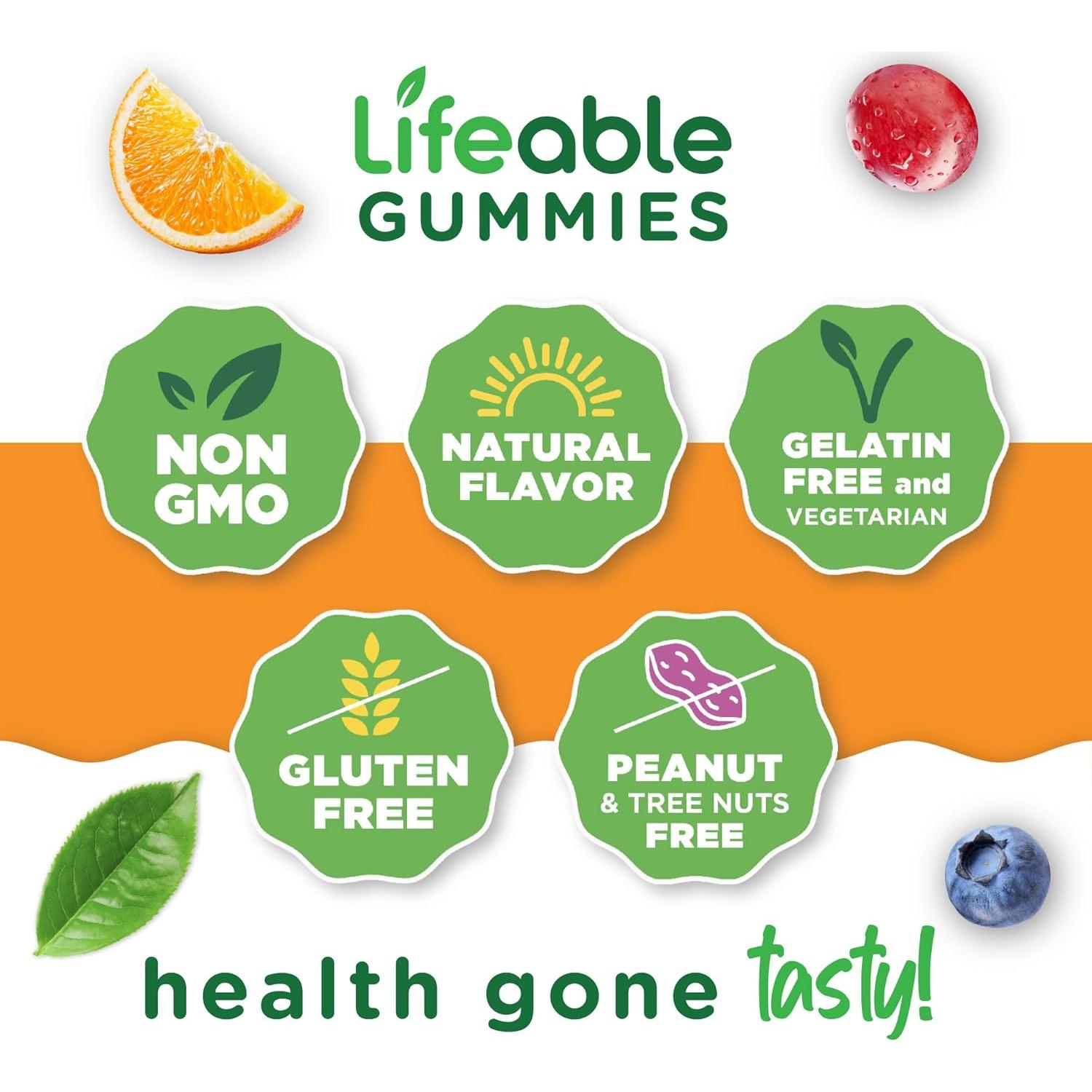 Gomitas de Magnesio Lifeable 250mg - 90 Unidades Sabor Frutal