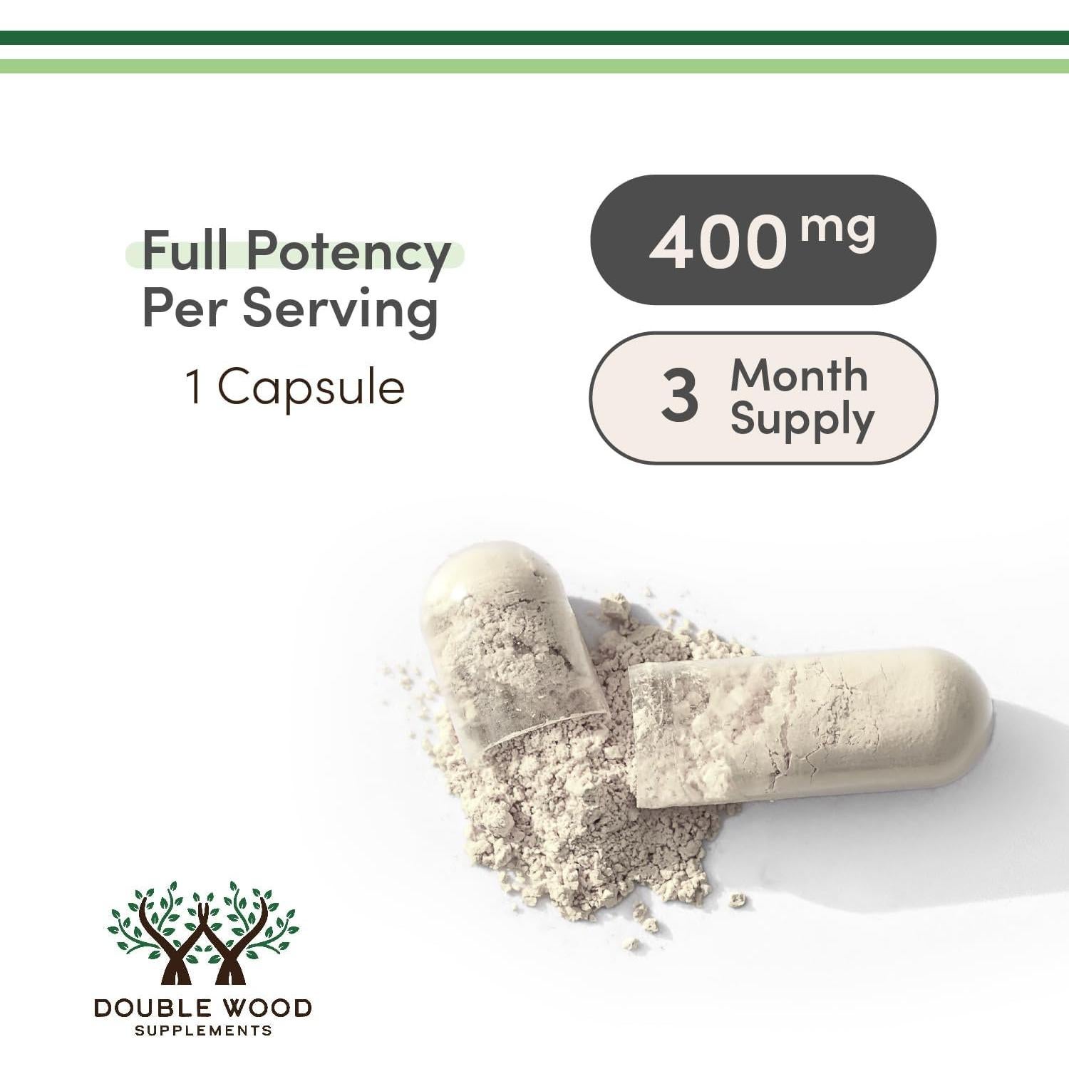 Glicinato de Magnesio 400mg Double Wood 90 Cápsulas Veganas