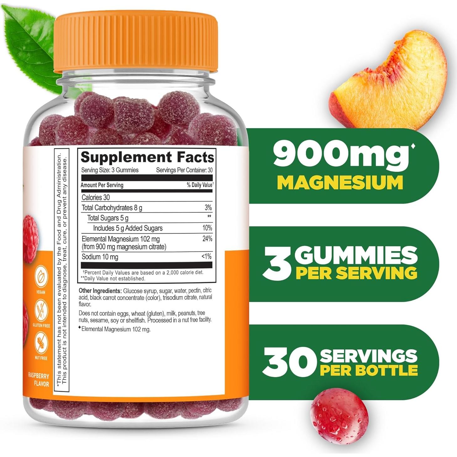 Gomitas de Magnesio Lifeable 900mg Veganas 90 Unidades