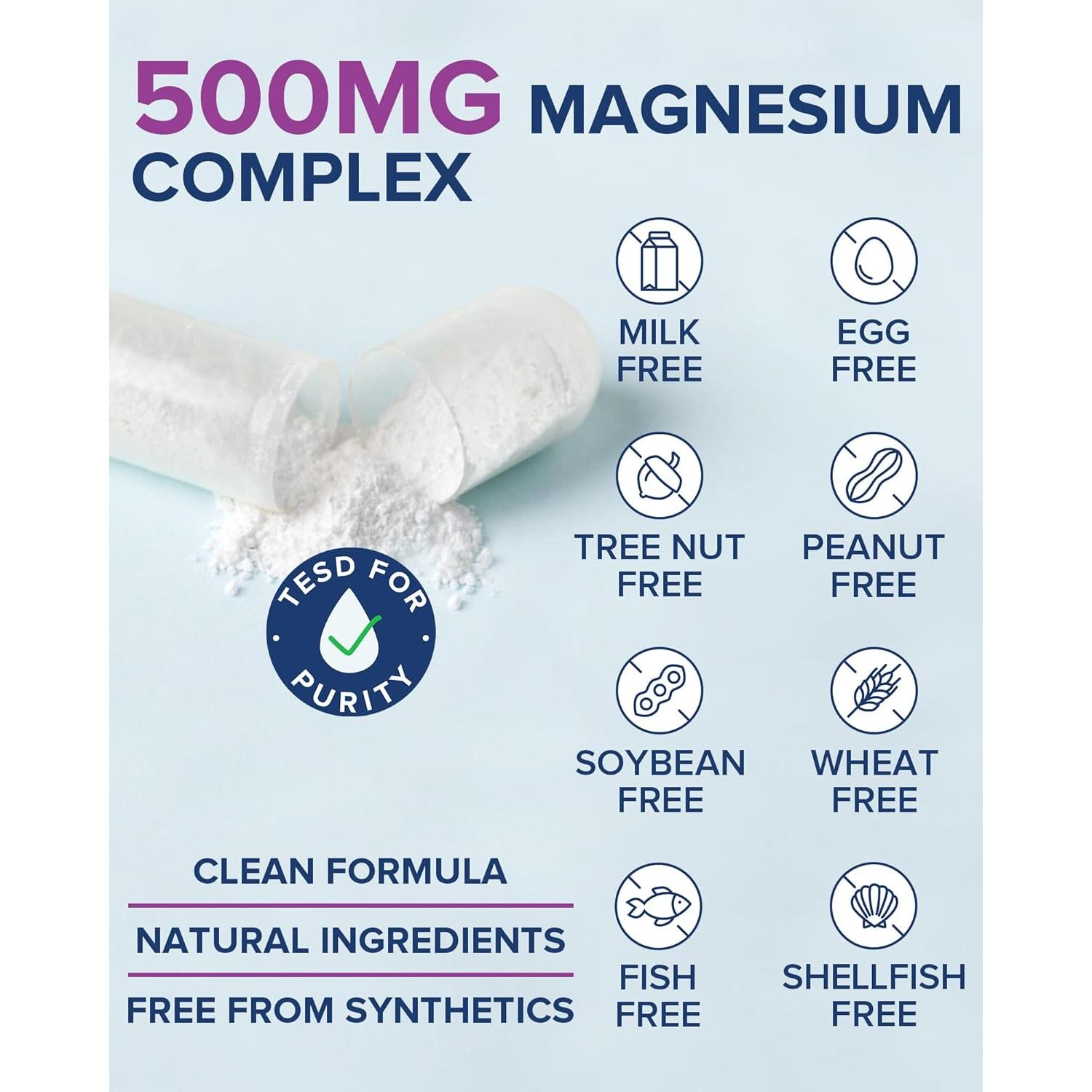 Suplemento de Magnesio Terranics 5-en-1 500mg 120 Cápsulas Veganas