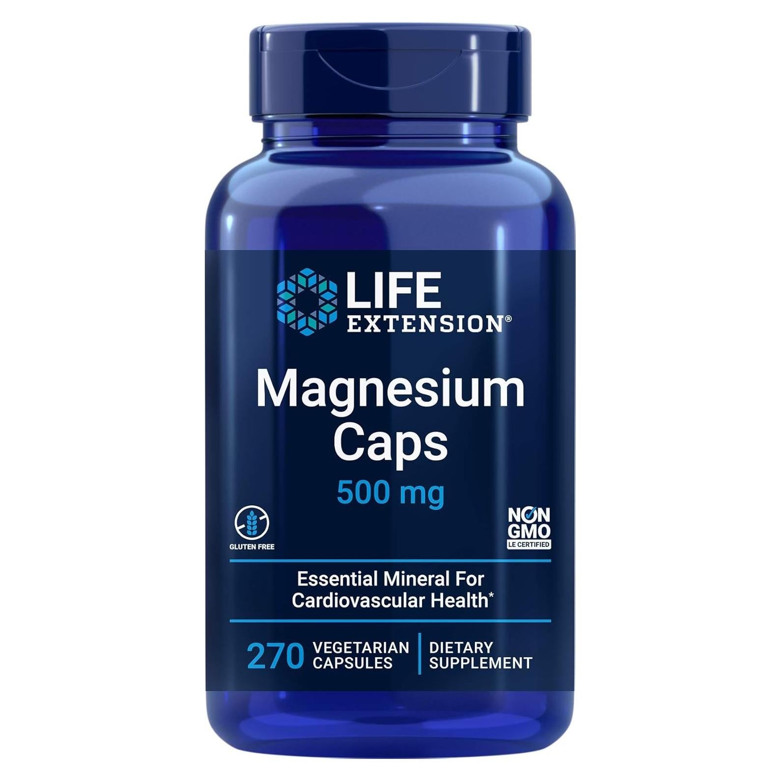 Suplemento de Magnesio 500mg Life Extension 270 Cápsulas Veganas