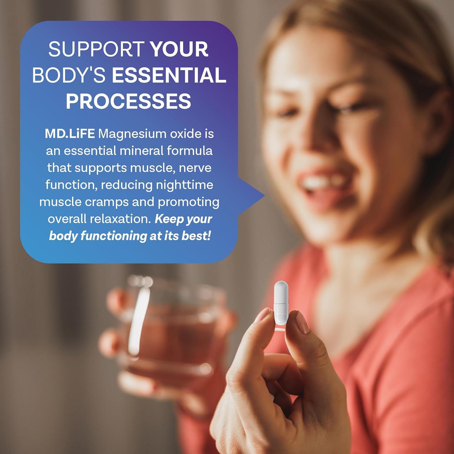 Suplemento de Óxido de Magnesio MD.Life - 60 Cápsulas - Alta Absorción