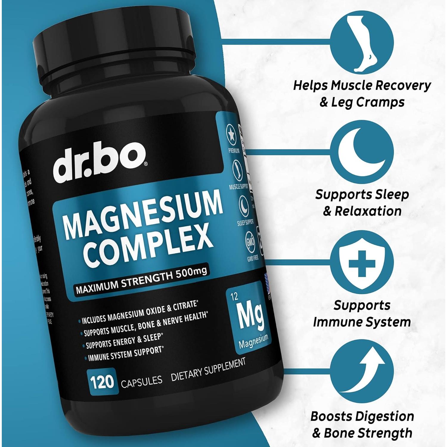 Suplemento de Magnesio 500mg DR.BO - 120 Cápsulas Alta Absorción
