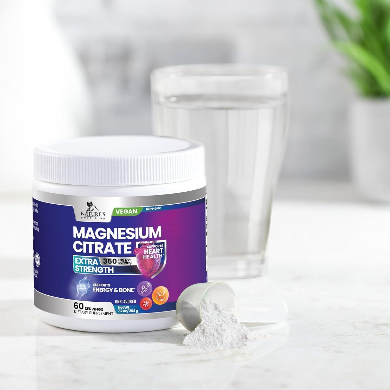 Suplemento de Magnesio Citrato Vegano Nature's Nutrition 204g