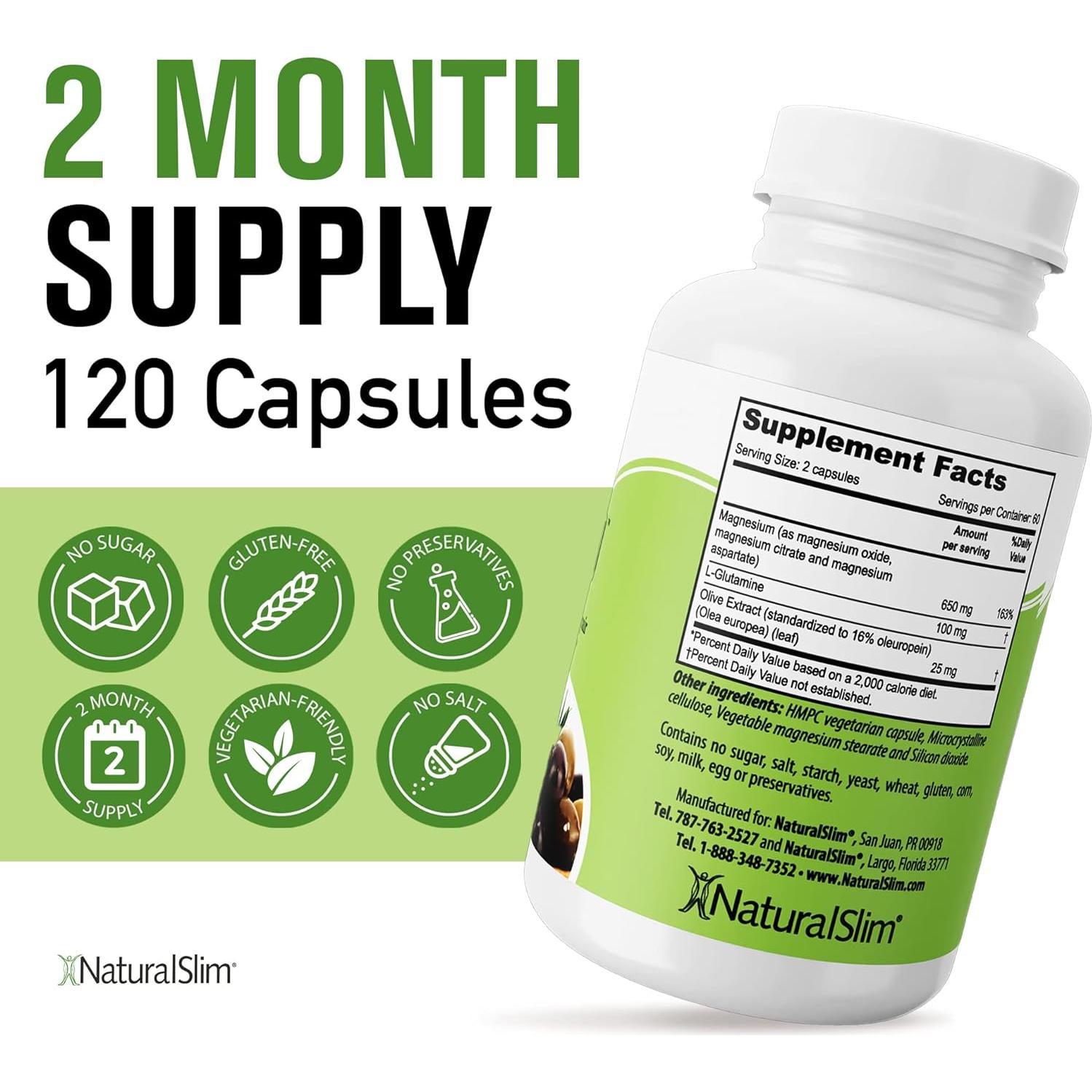 NaturalSlim Óxido de Magnesio 120 Cápsulas - Alivio Estreñimiento