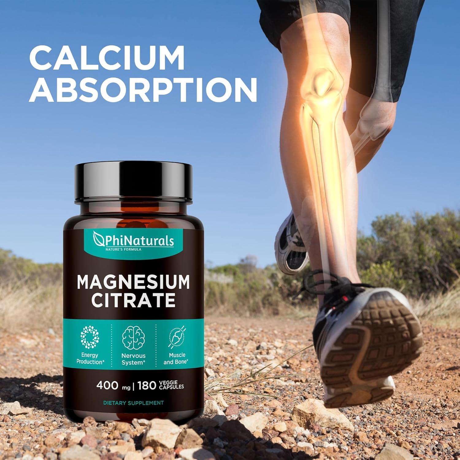 Cápsulas de Citrato de Magnesio 400mg - PhiNaturals - 180 Unidades