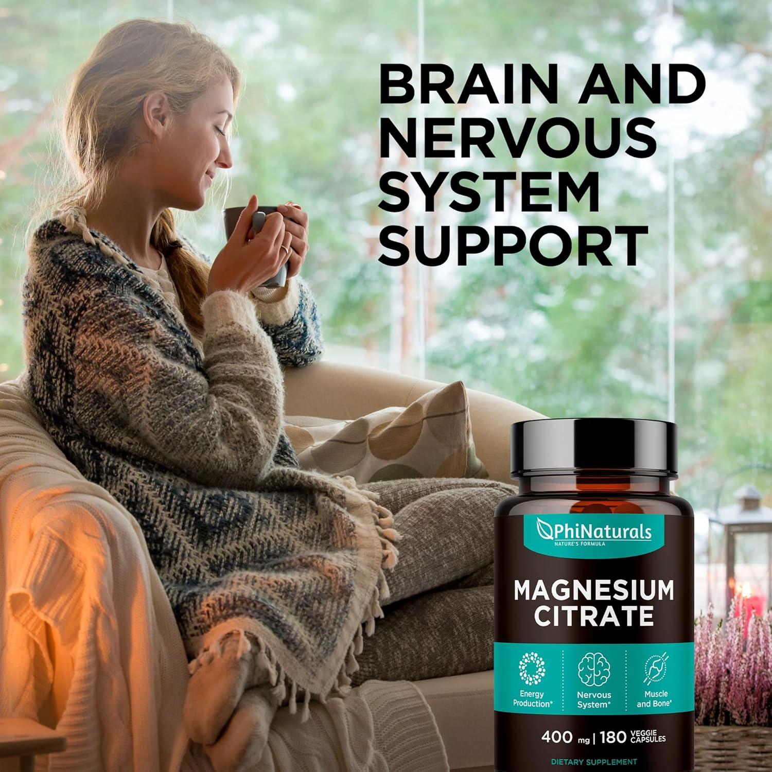 Cápsulas de Citrato de Magnesio 400mg - PhiNaturals - 180 Unidades