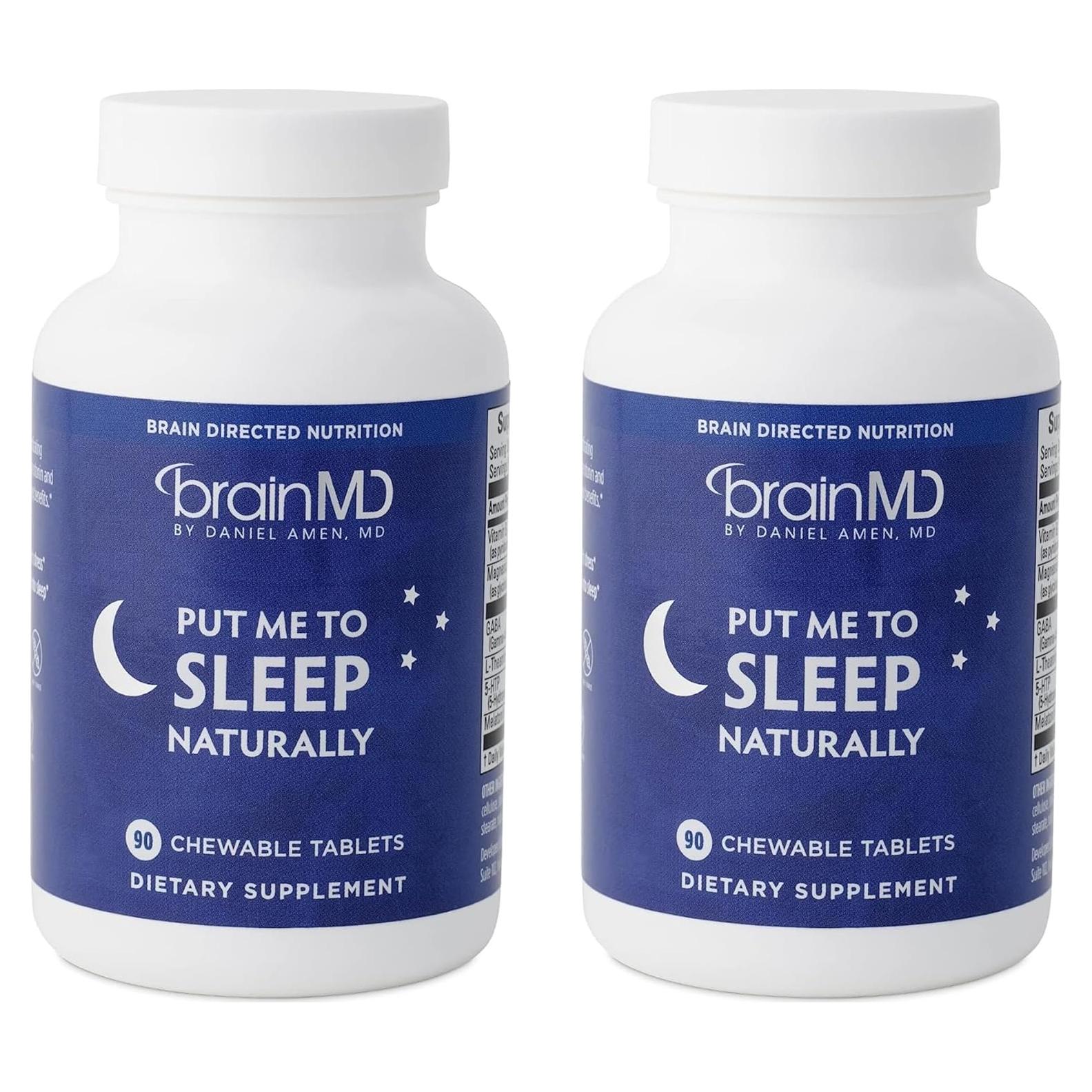 Suplemento para Dormir BrainMD - 90 Tabletas Masticables con Melatonina, GABA y Magnesio