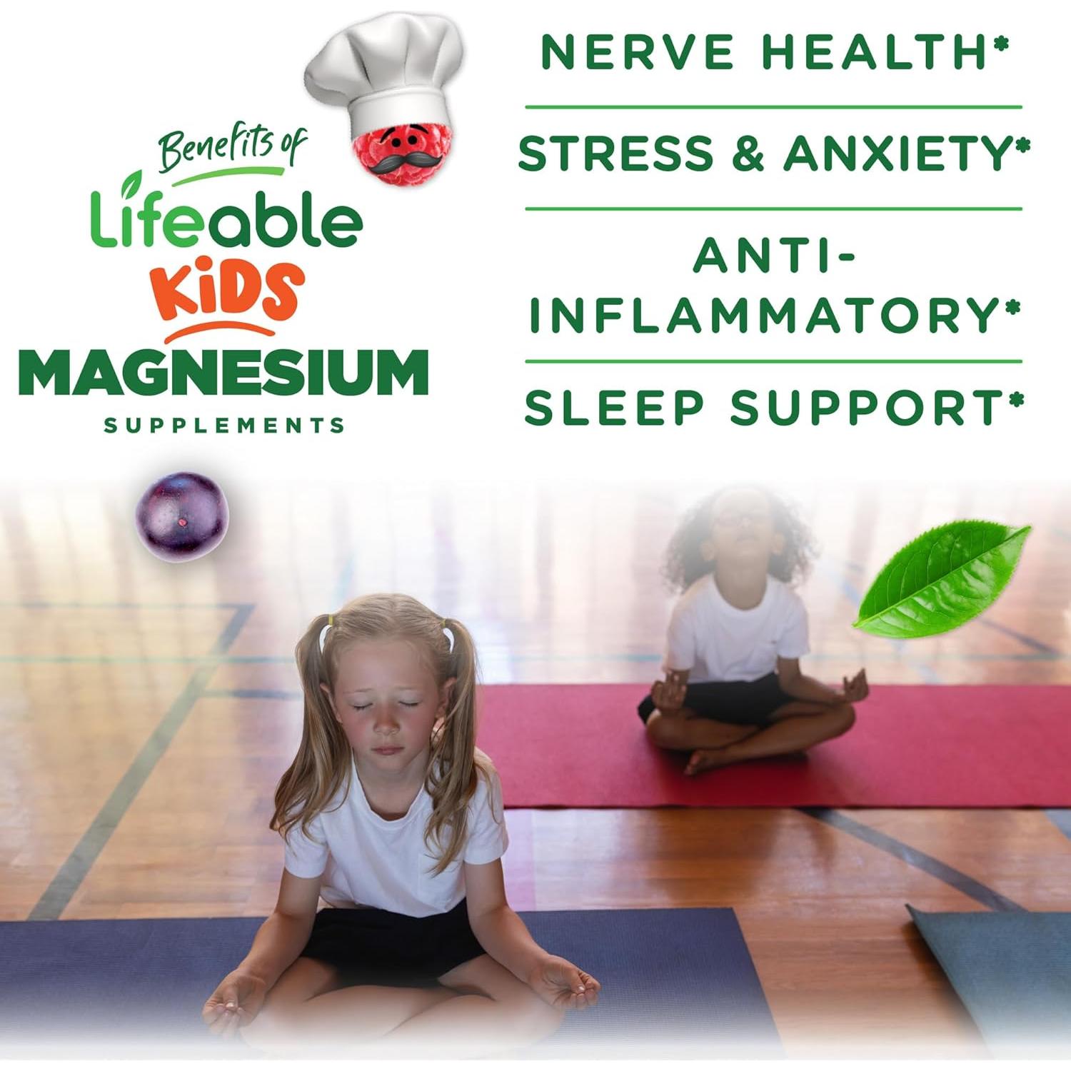 Gomitas de Magnesio Lifeable para Niños 900mg Sabor Frambuesa