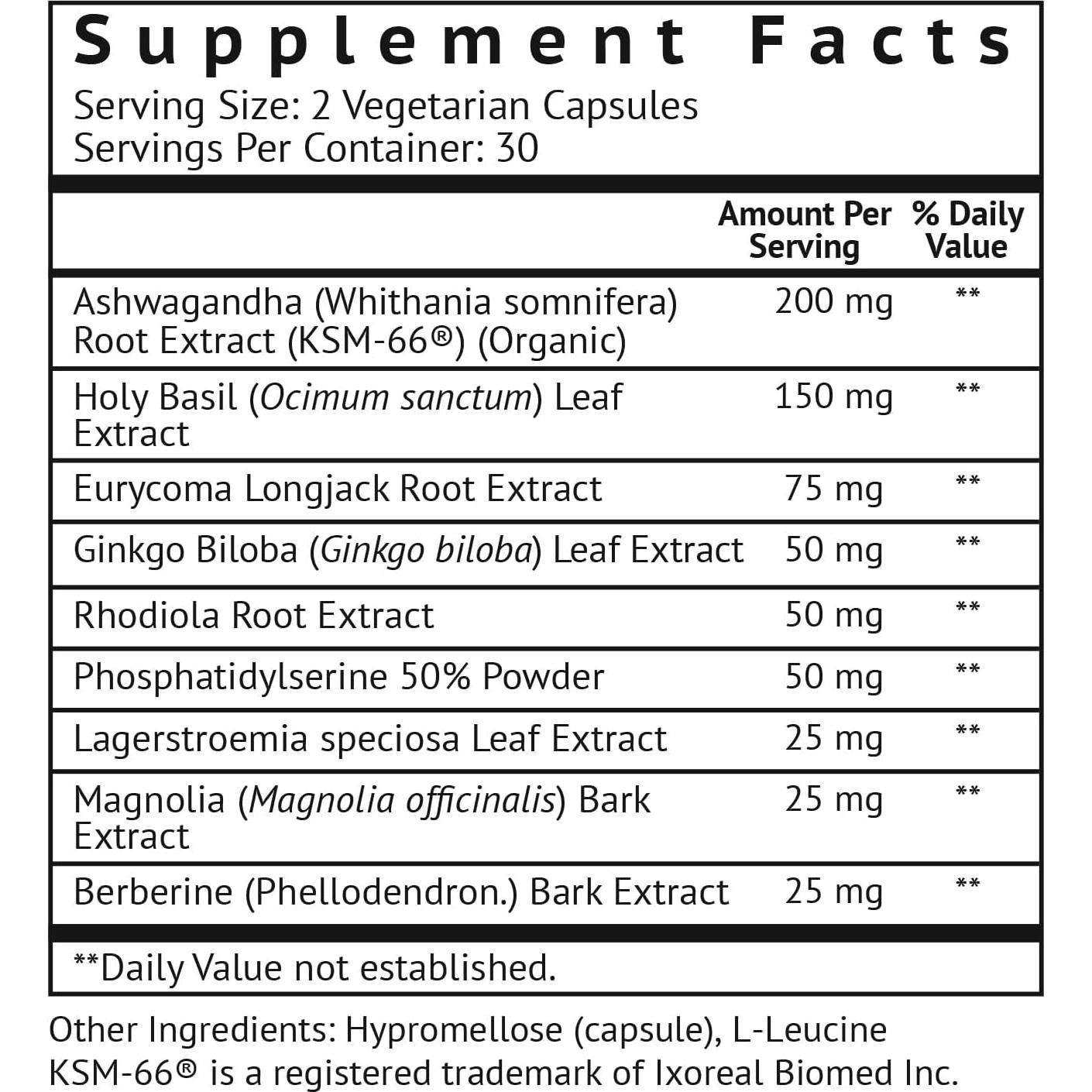 Suplemento Natural de Cortisol VitaMonk CortiTrax 60 Cápsulas