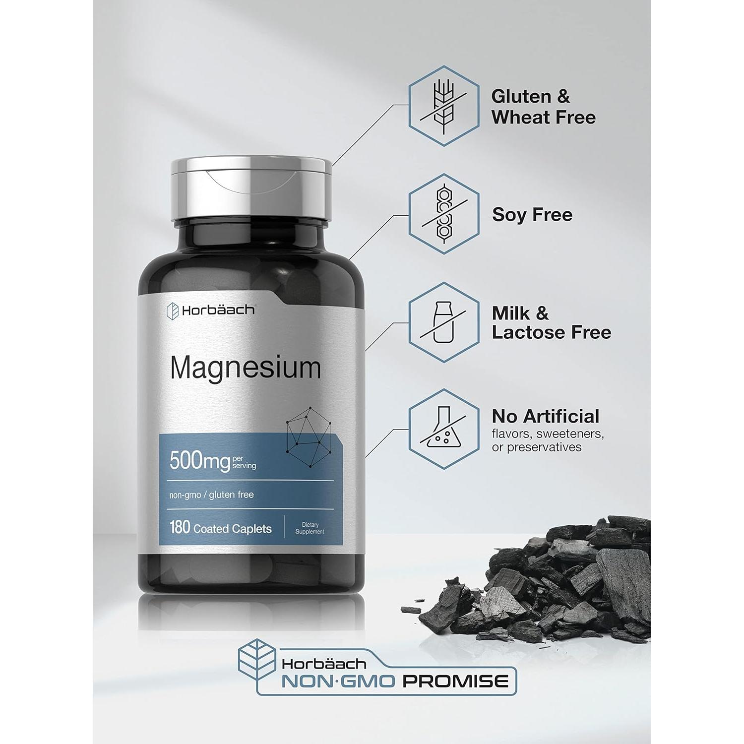 Suplemento de Magnesio 500mg Horbaach | 180 Tabletas Vegetarianas