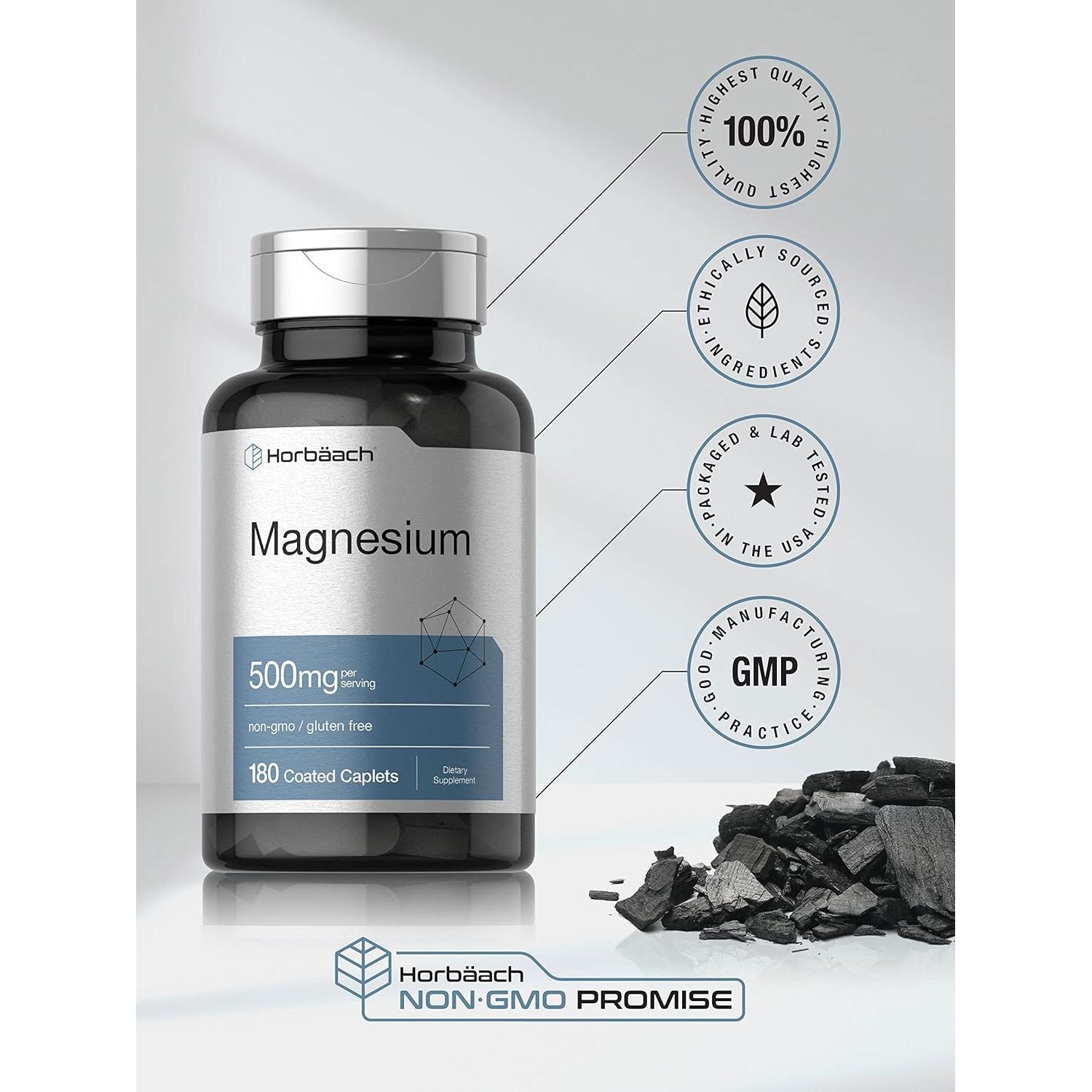 Suplemento de Magnesio 500mg Horbaach | 180 Tabletas Vegetarianas