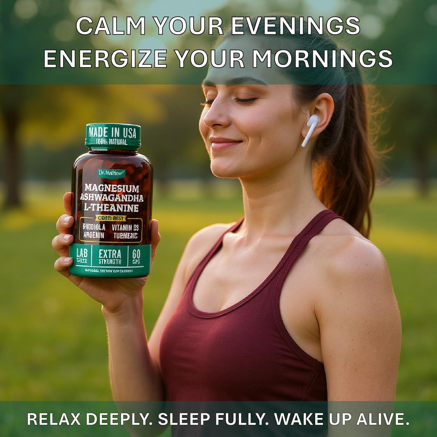 Suplemento Vegano de Cortisol Dr. Matthew - Ashwagandha, Magnesio, D3