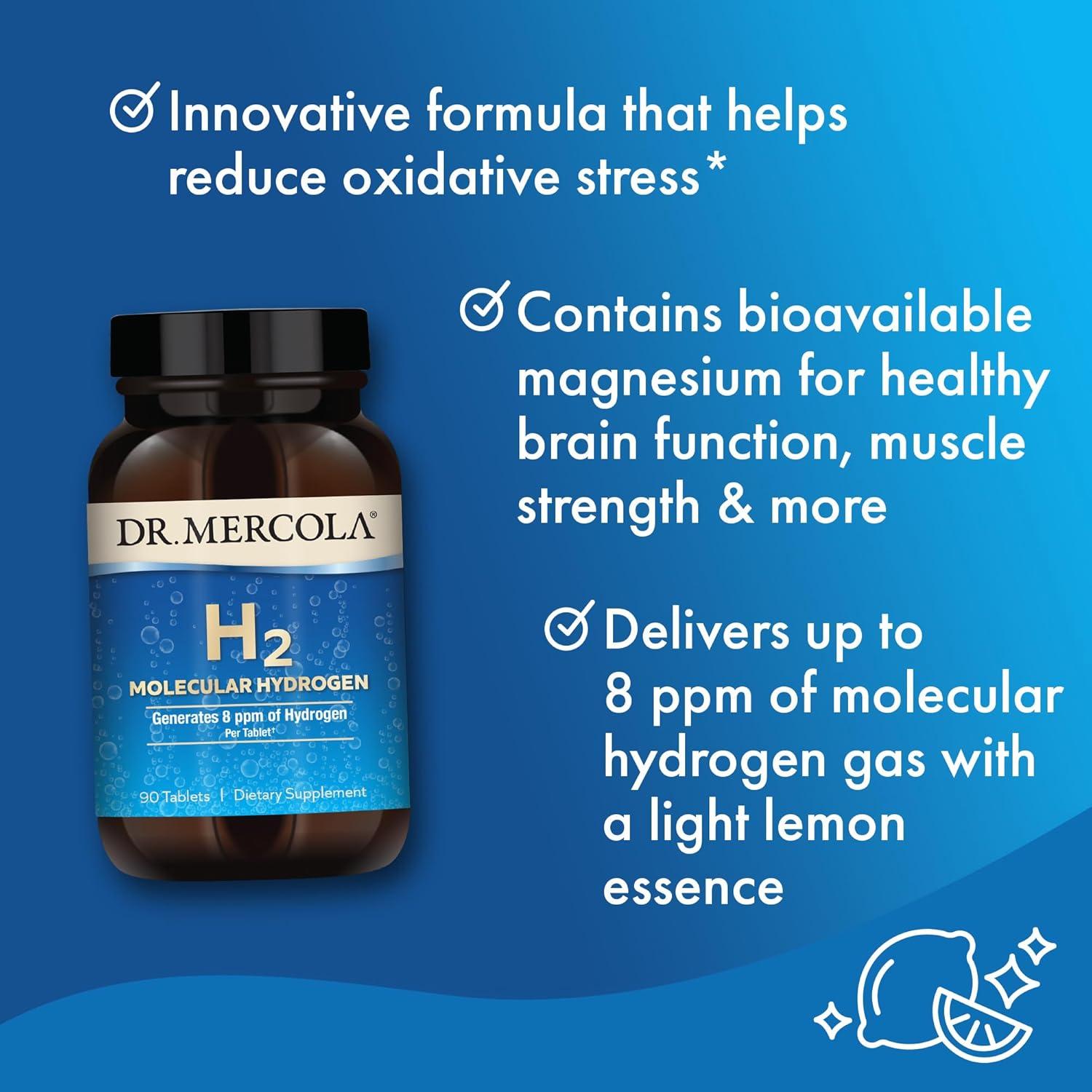 Suplemento H2 Hidrógeno Molecular Dr. Mercola 90 Tabletas