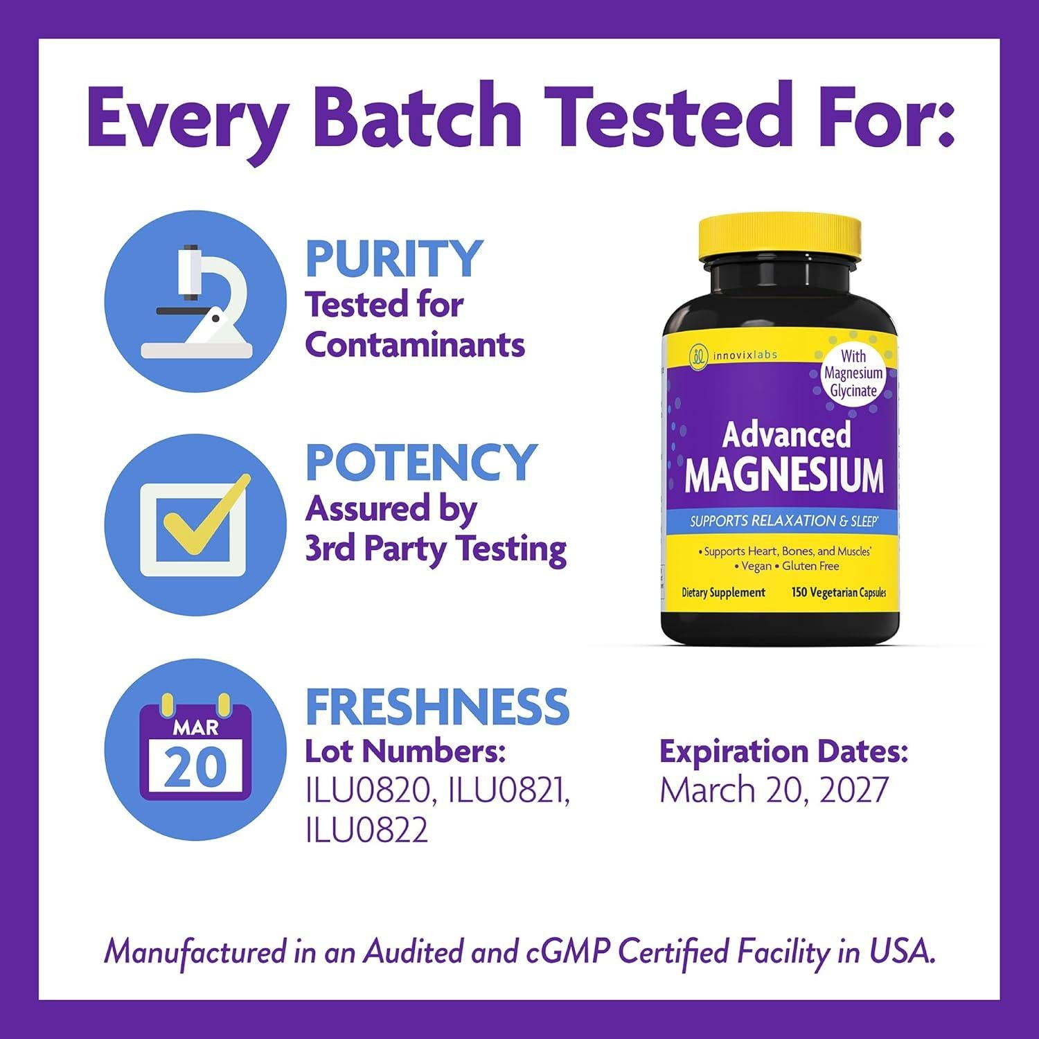 Cápsulas de Magnesio Glicinato y Malato InnovixLabs - 150 Ct