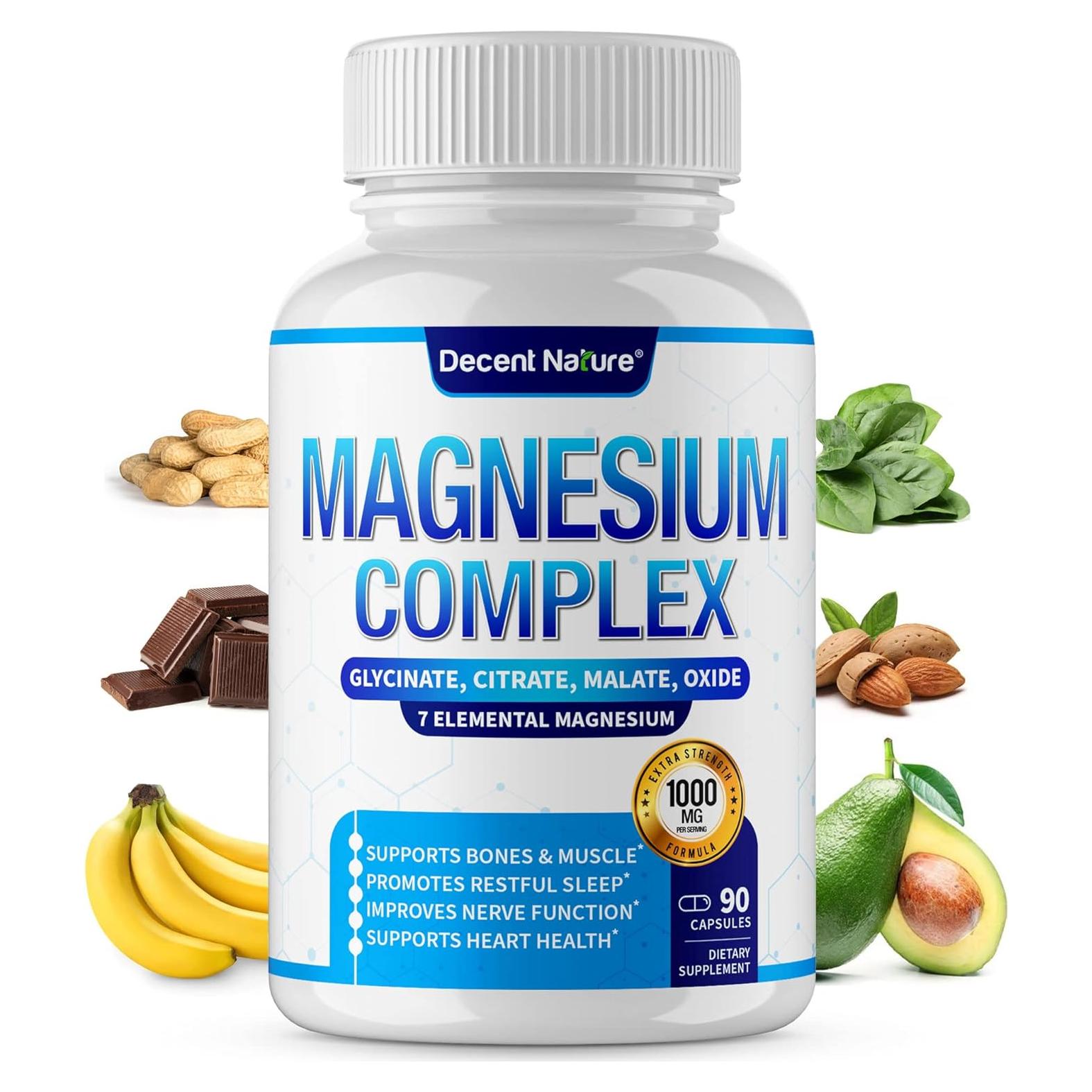 Suplemento de Magnesio Complejo 7 Elementos 1000mg Decent Nature