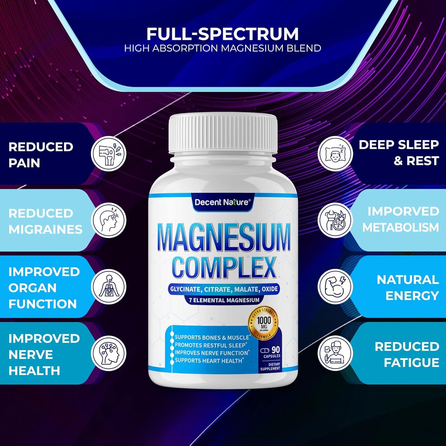 Suplemento de Magnesio Complejo 7 Elementos 1000mg Decent Nature