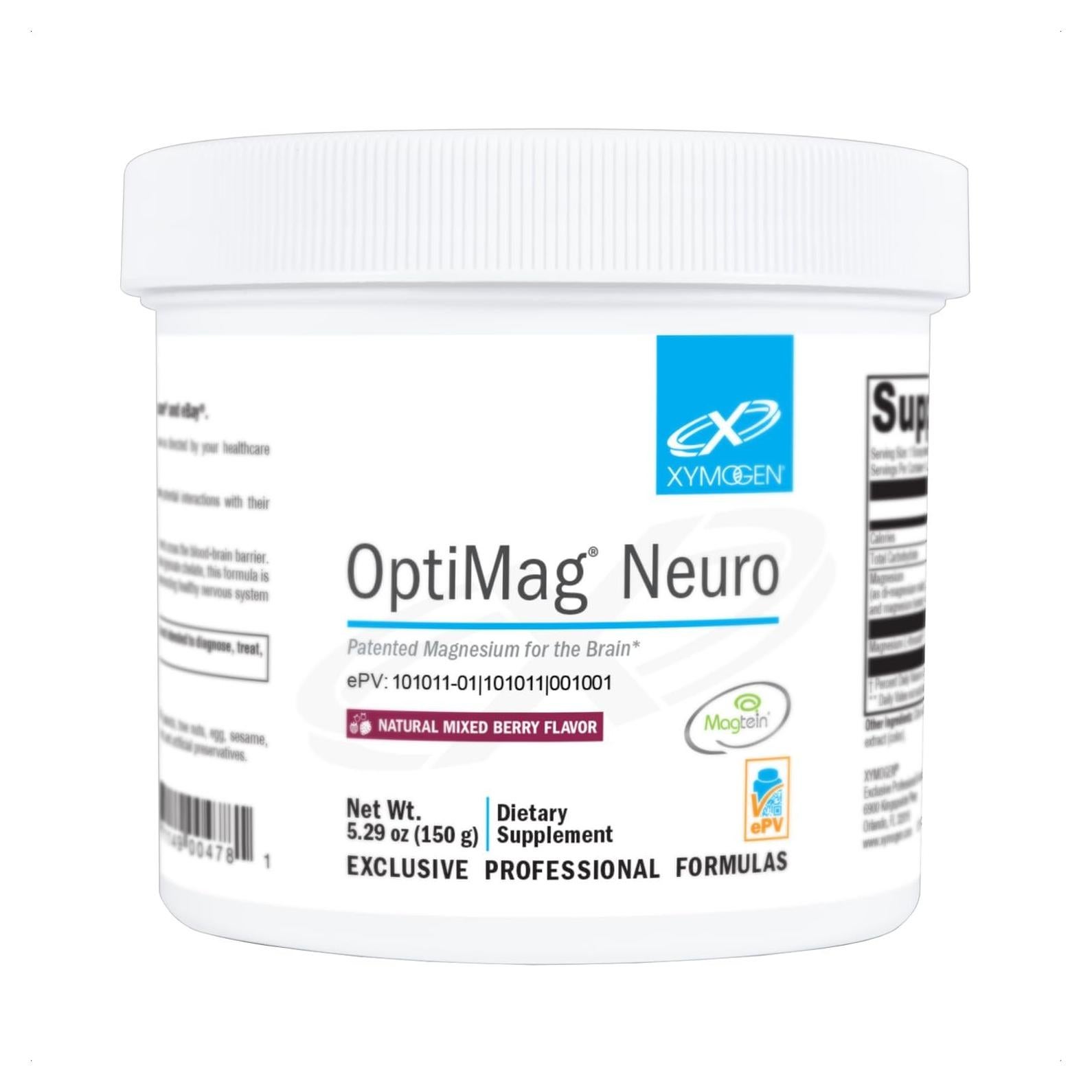 Polvo de Magnesio Quelado XYMOGEN OptiMag Neuro 150g Frutos Rojos
