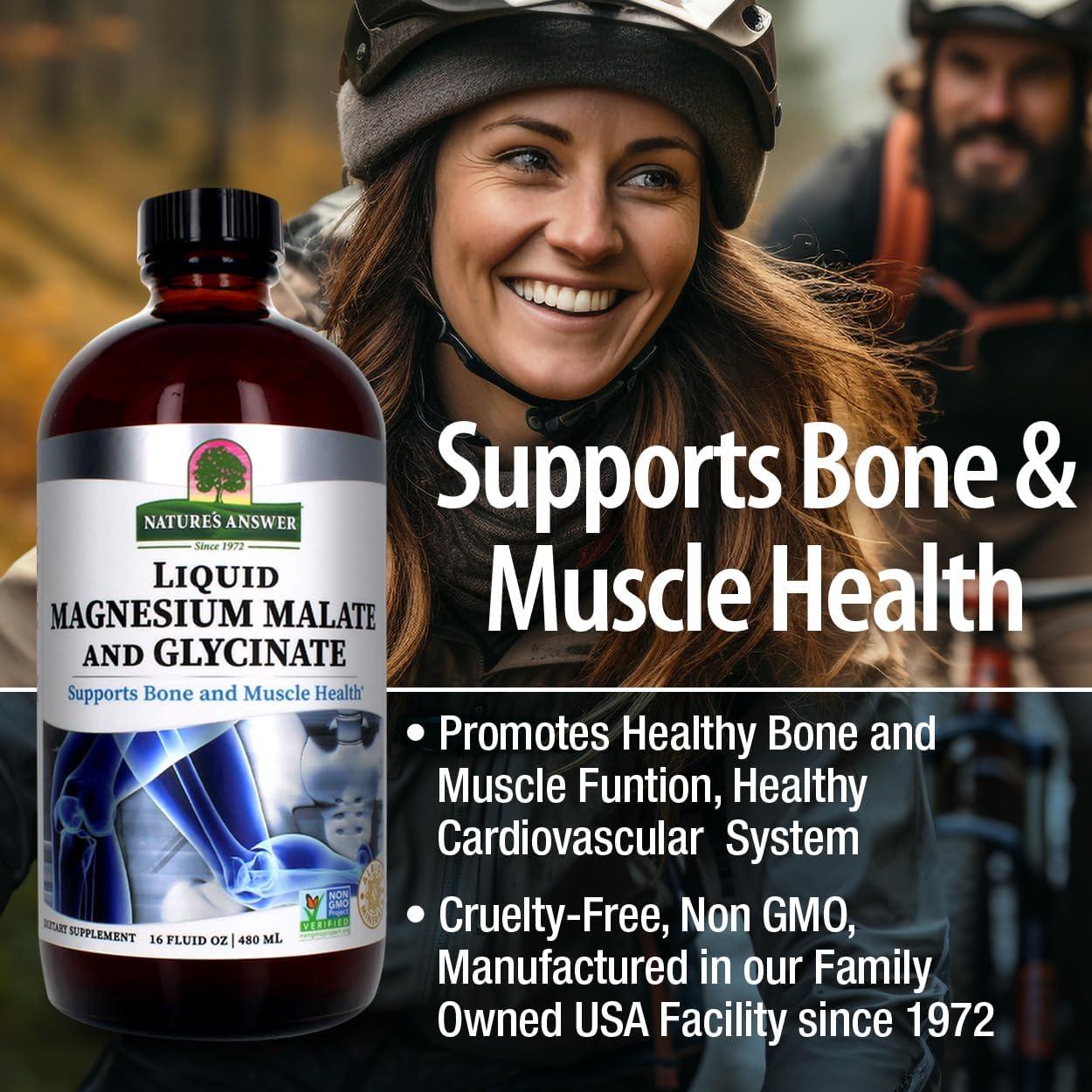 Glicinato y Malato de Magnesio Líquido Nature's Answer 473ml - Vegano